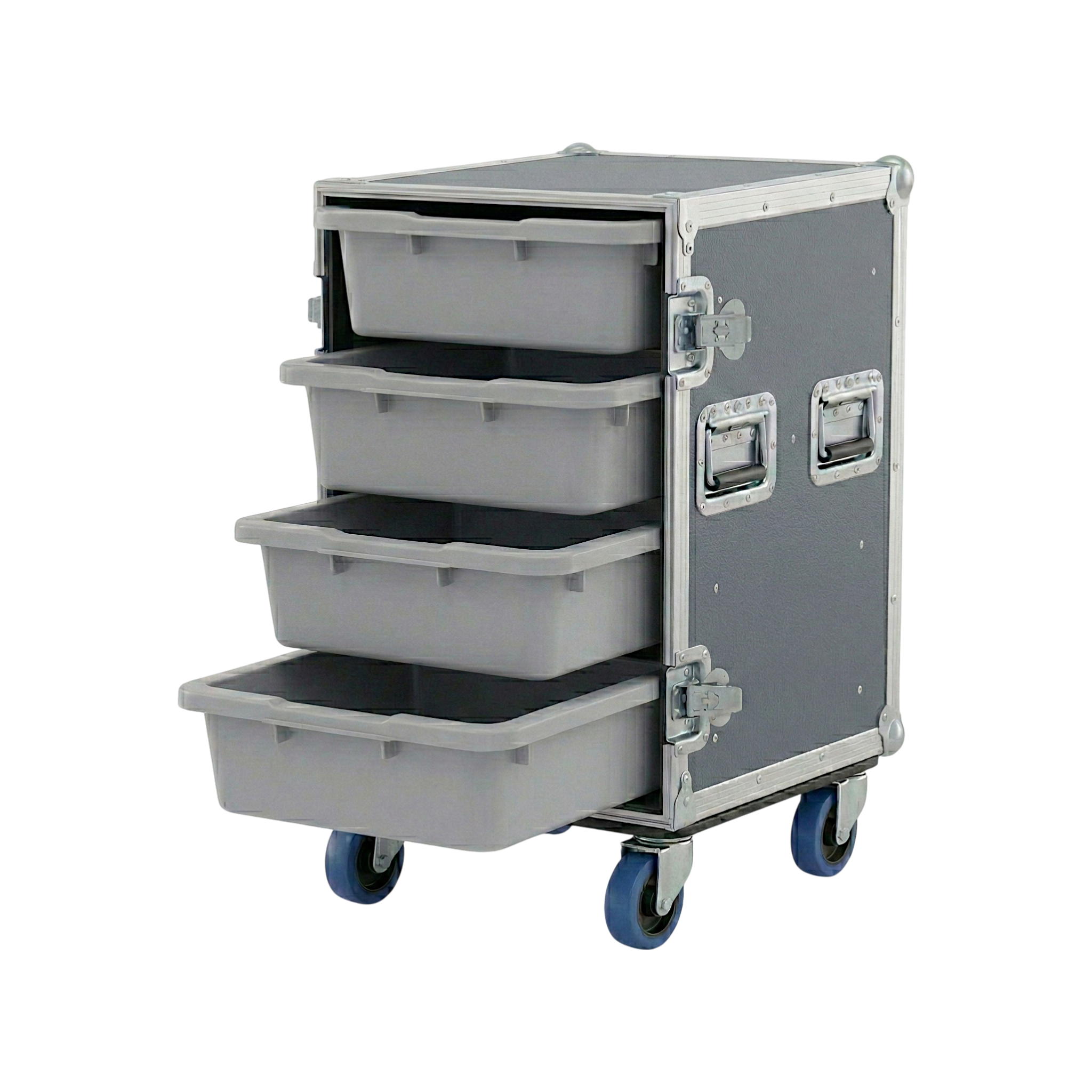 4 Large Tub Drawer ATA Case 3/8" Ply With Wheels