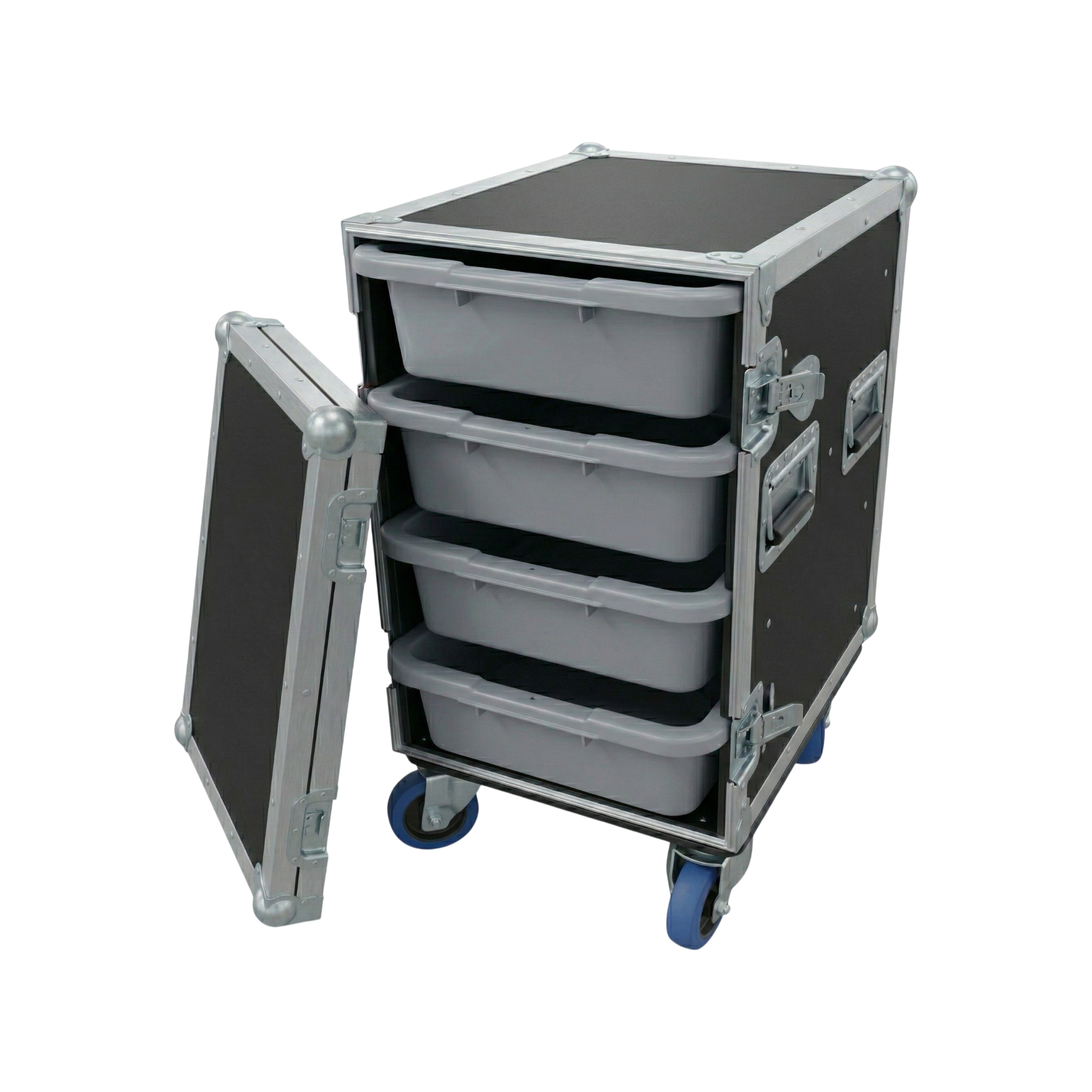 4 Small Tub Drawer ATA Case 3/8" Ply With Wheels
