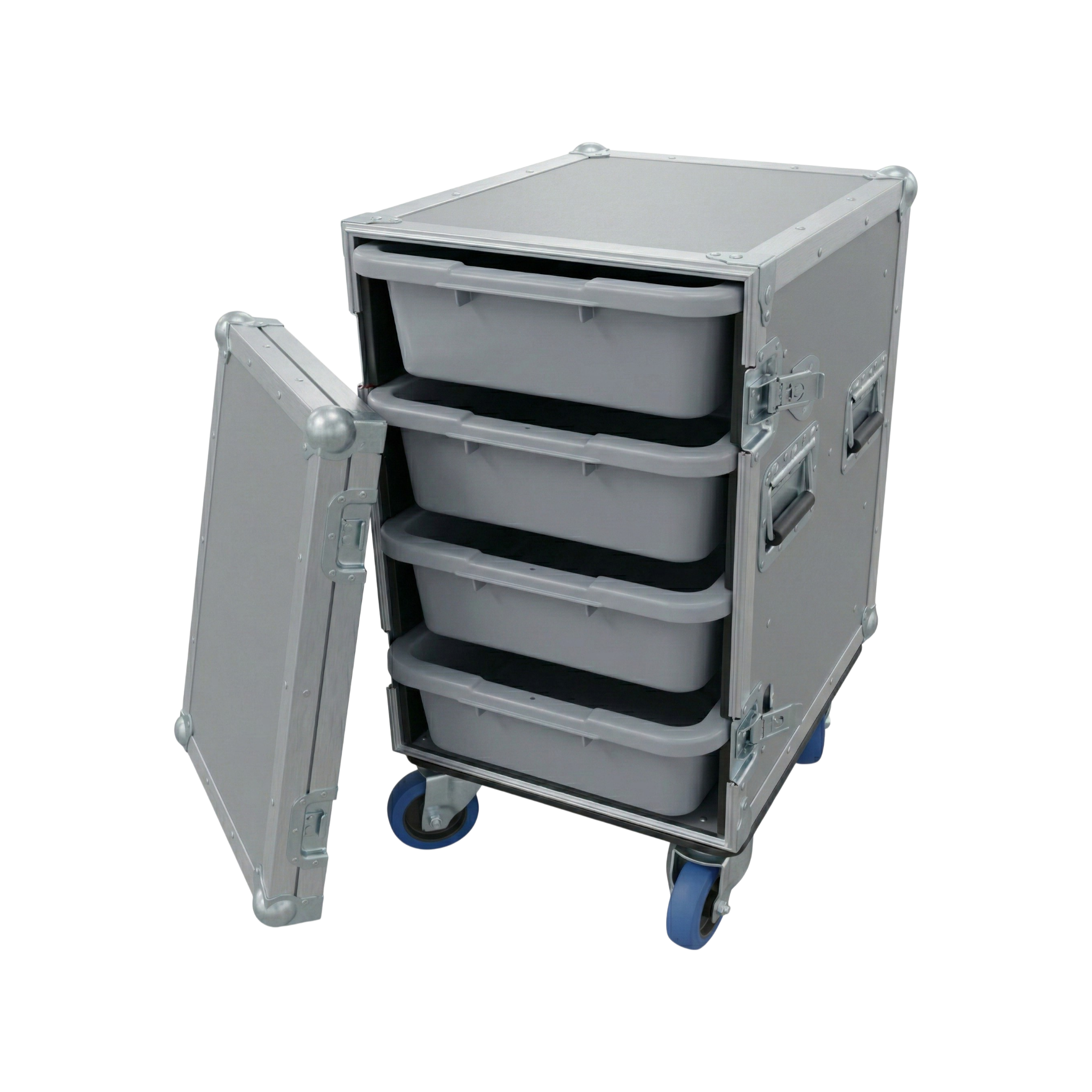 4 Small Tub Drawer ATA Case 3/8" Ply With Wheels