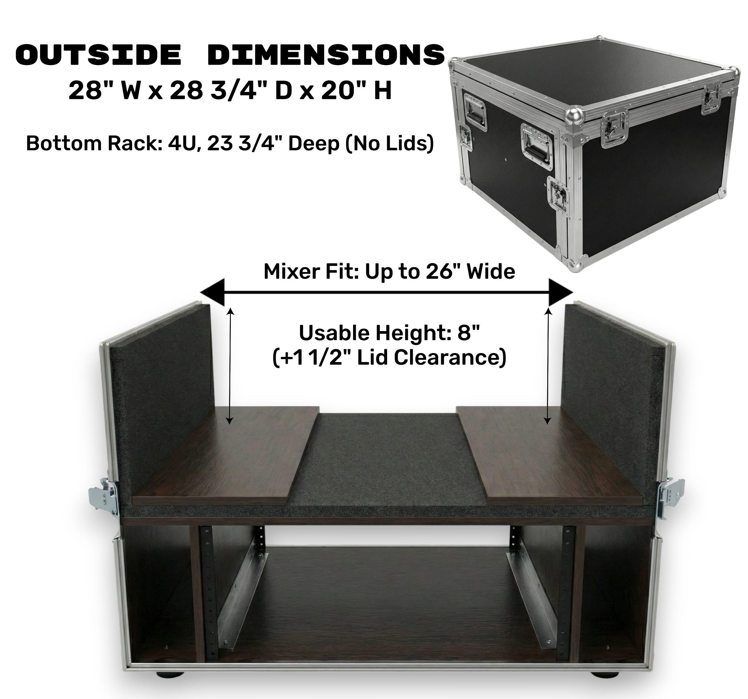 4U Mixer Rack ATA Case for Behringer X32 Compact & Presonus 24.4