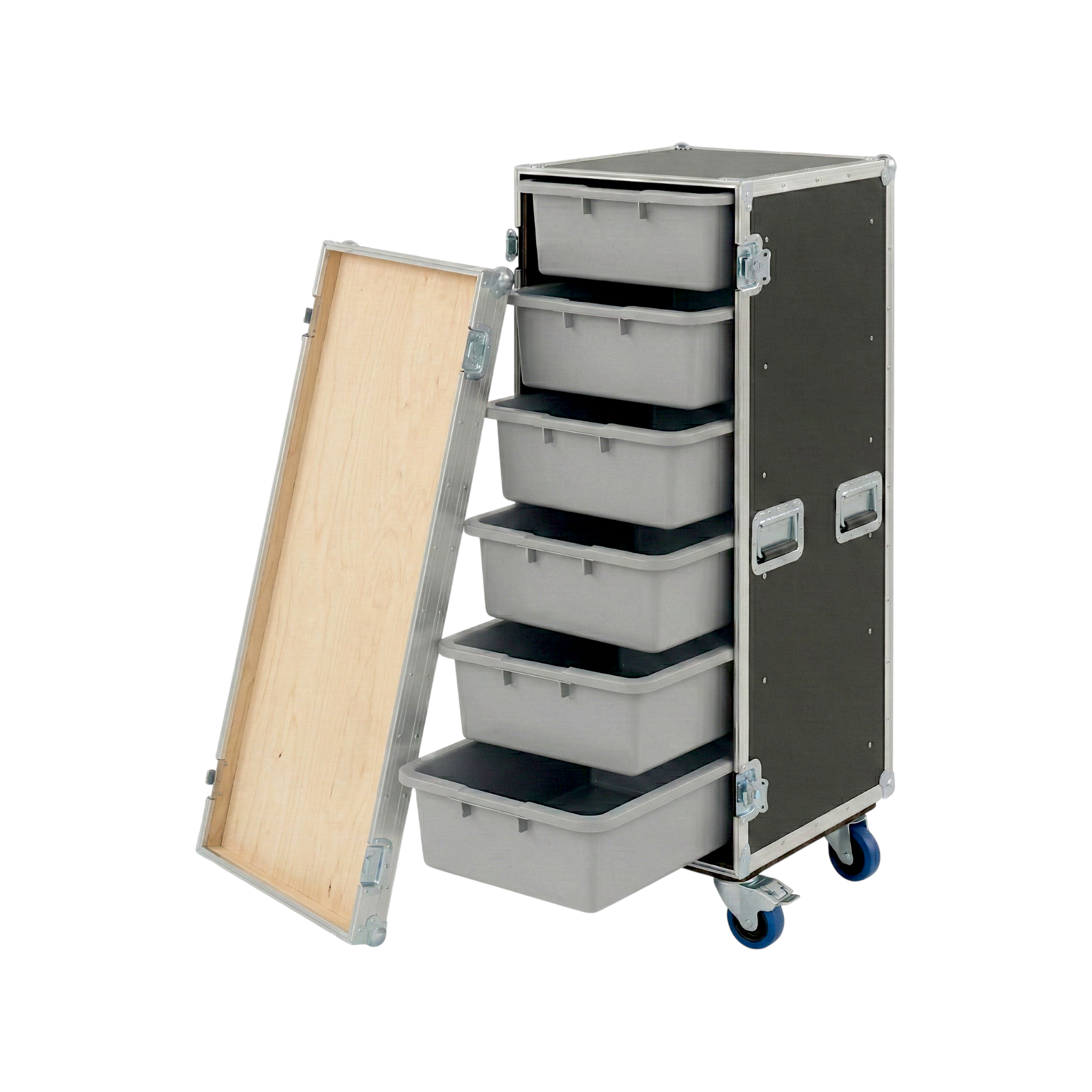 6 Large Tub Drawer ATA Case 3/8" Ply With Wheels