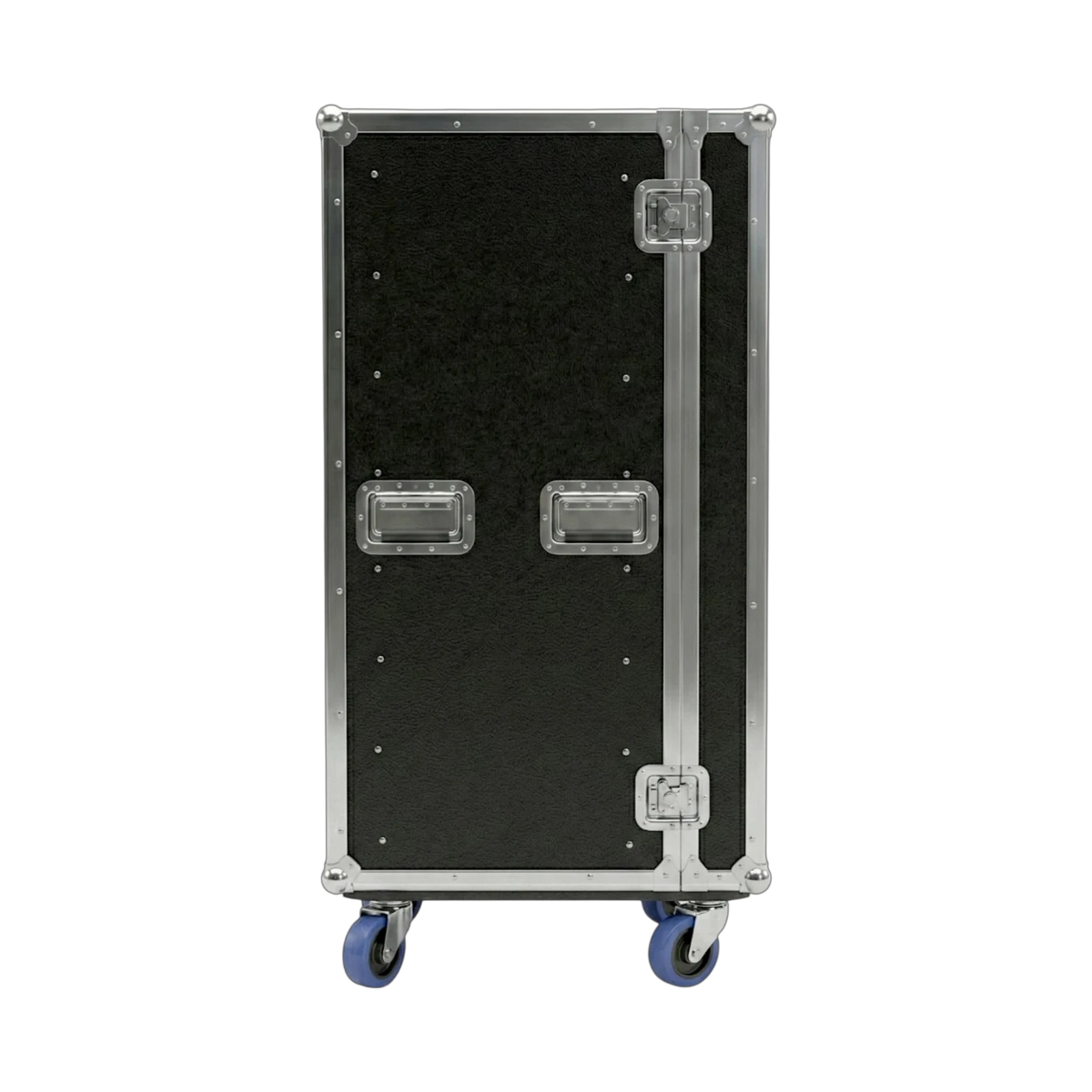 Black 6 Large Tub Drawer ATA Case 3/8" Ply With Wheels, side view showing handles and latches