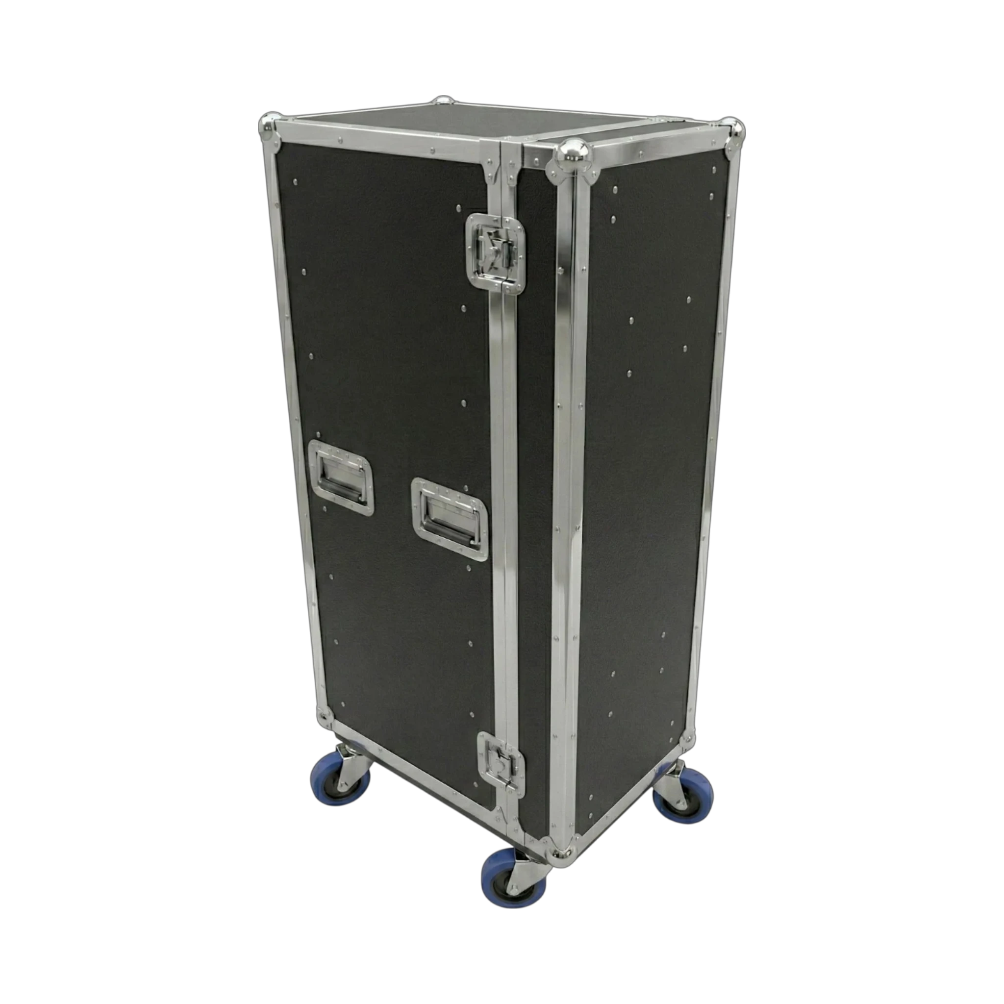 Black 6 Large Tub Drawer ATA Case 3/8" Ply With Wheels, angled closed view