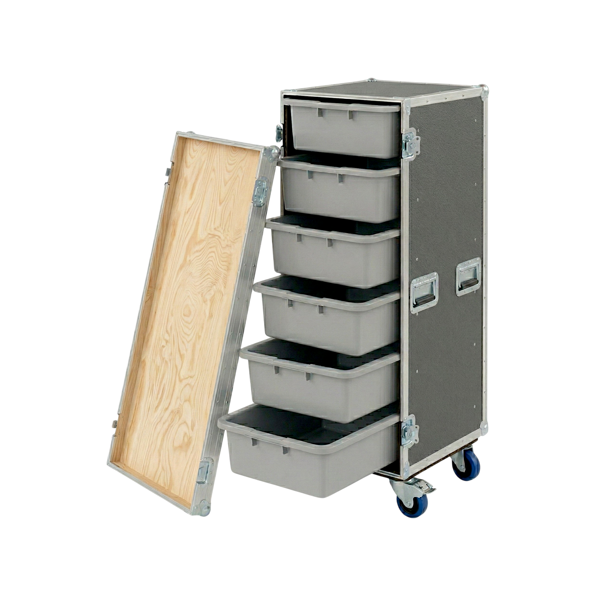 6 Large Tub Drawer ATA Case 3/8" Ply With Wheels