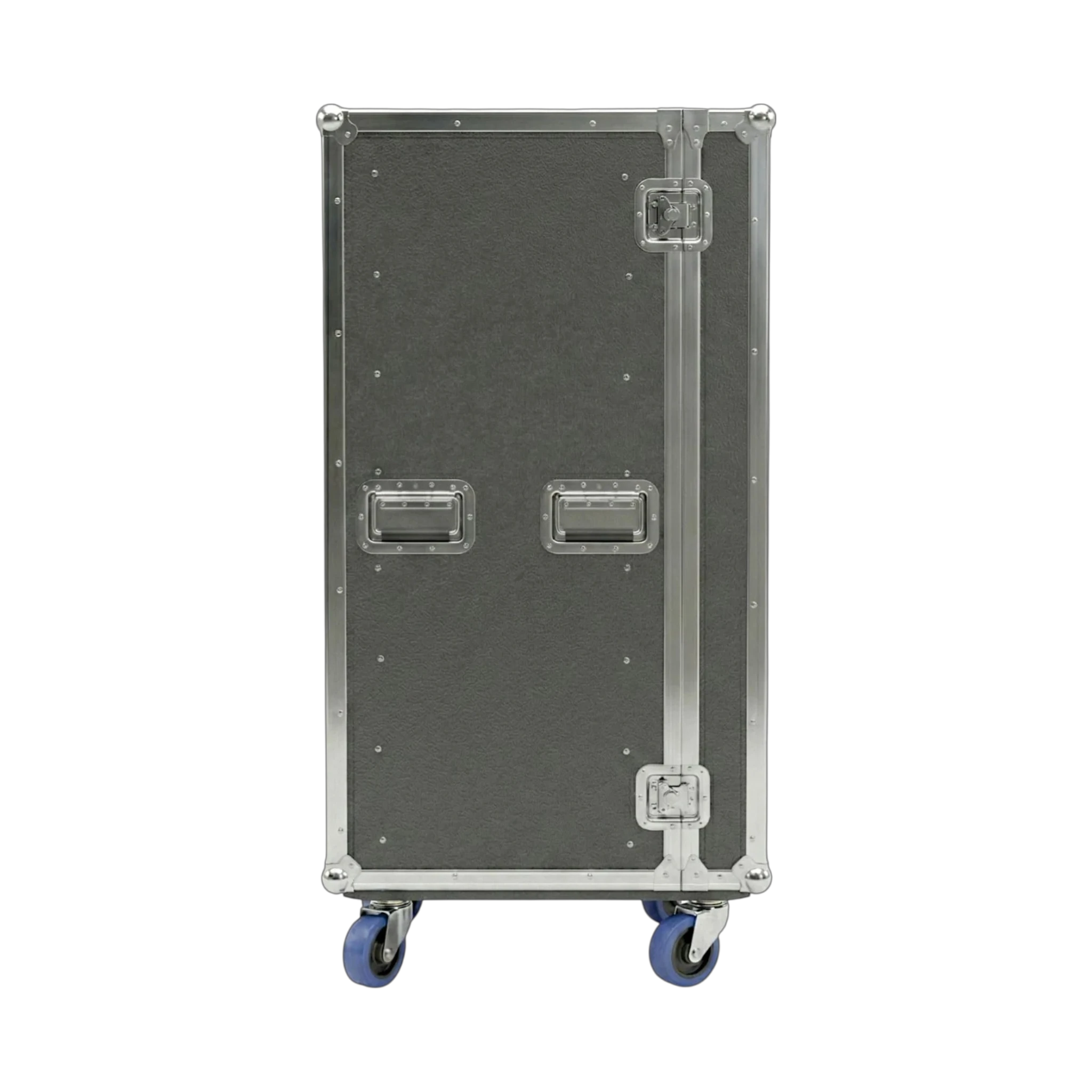 Gray 6 Large Tub Drawer ATA Case 3/8" Ply With Wheels, side view showing handles and latches