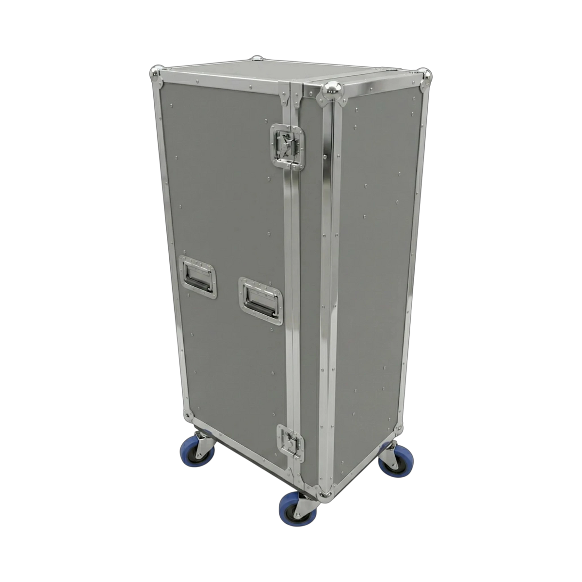 Gray 6 Large Tub Drawer ATA Case 3/8" Ply With Wheels, angled closed view