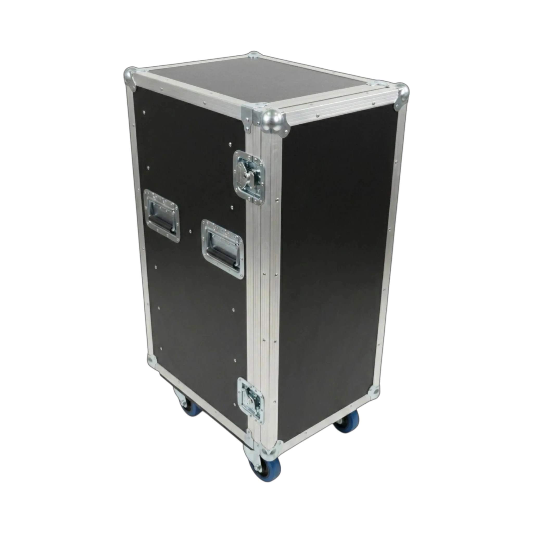 Black 6 Small Tub Drawer ATA Case 3/8" Ply With Wheels, angled closed view