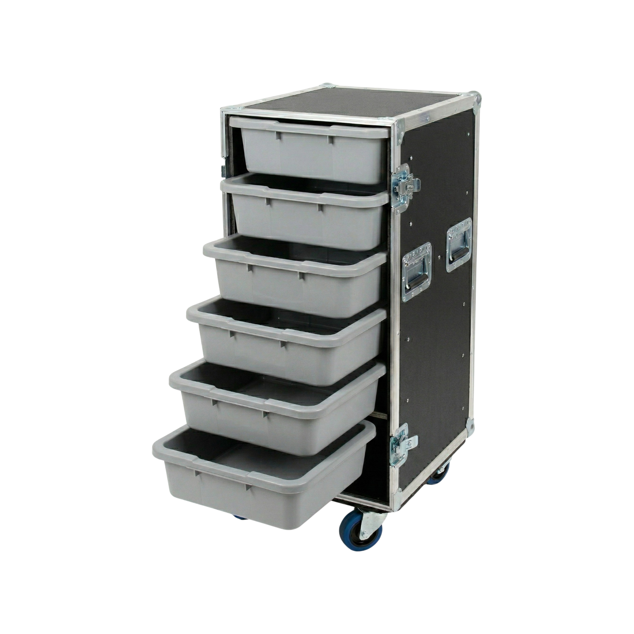 6 Small Tub Drawer ATA Case 3/8" Ply With Lid Table & Wheels