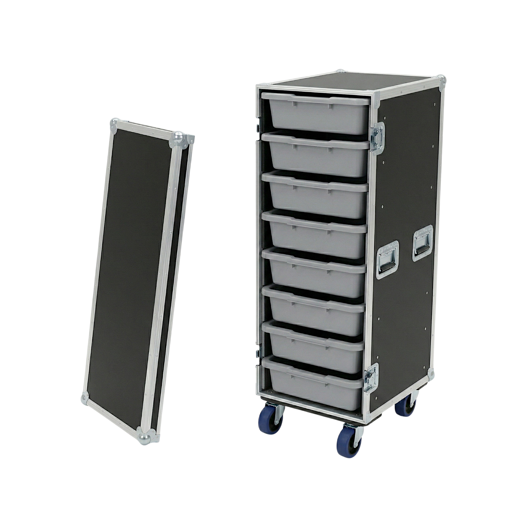8 Small Tub Drawer ATA Case 3/8" Ply With Wheels