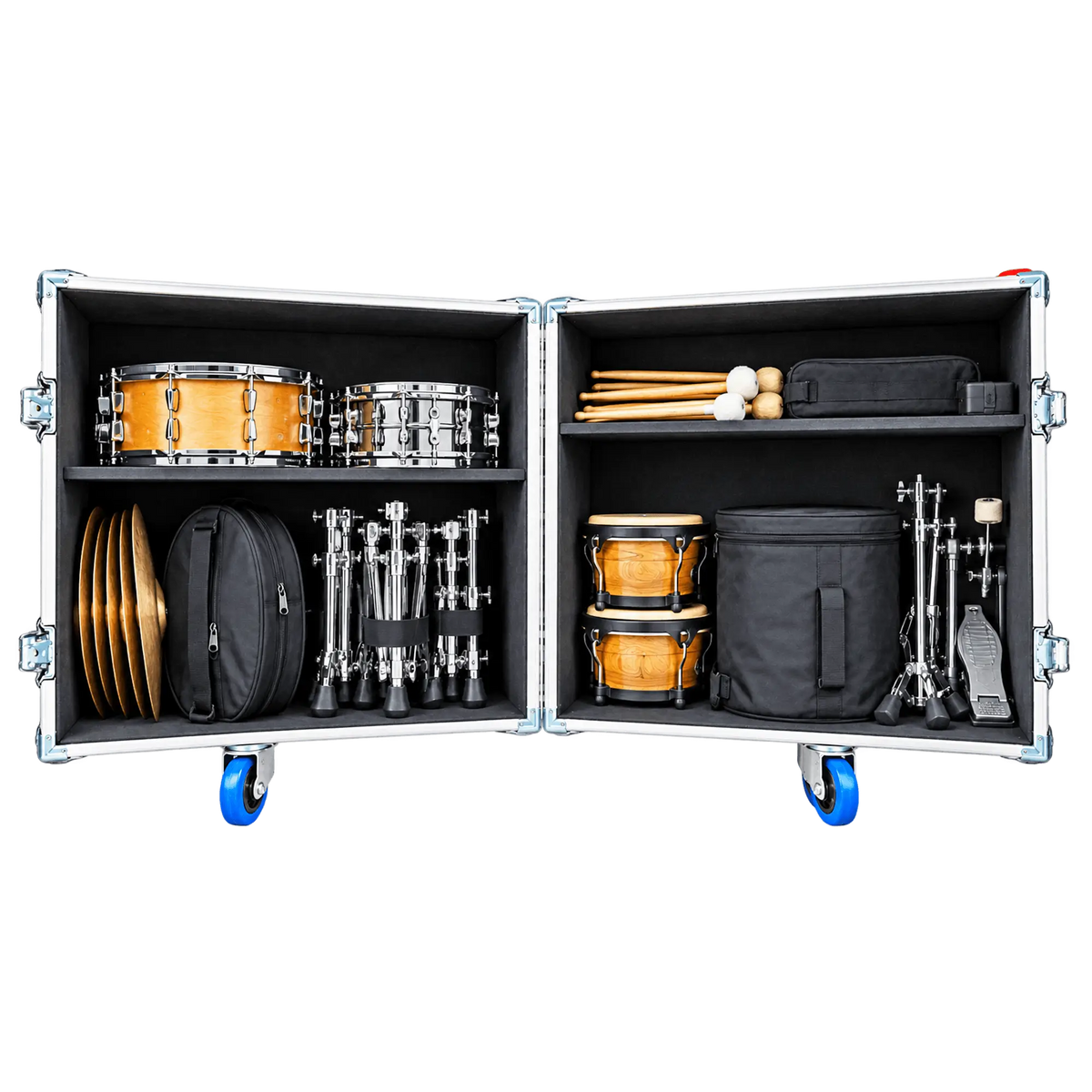 2-Sided Heavy Duty ATA Drum Case with Adjustable Shelves – 28x28x28