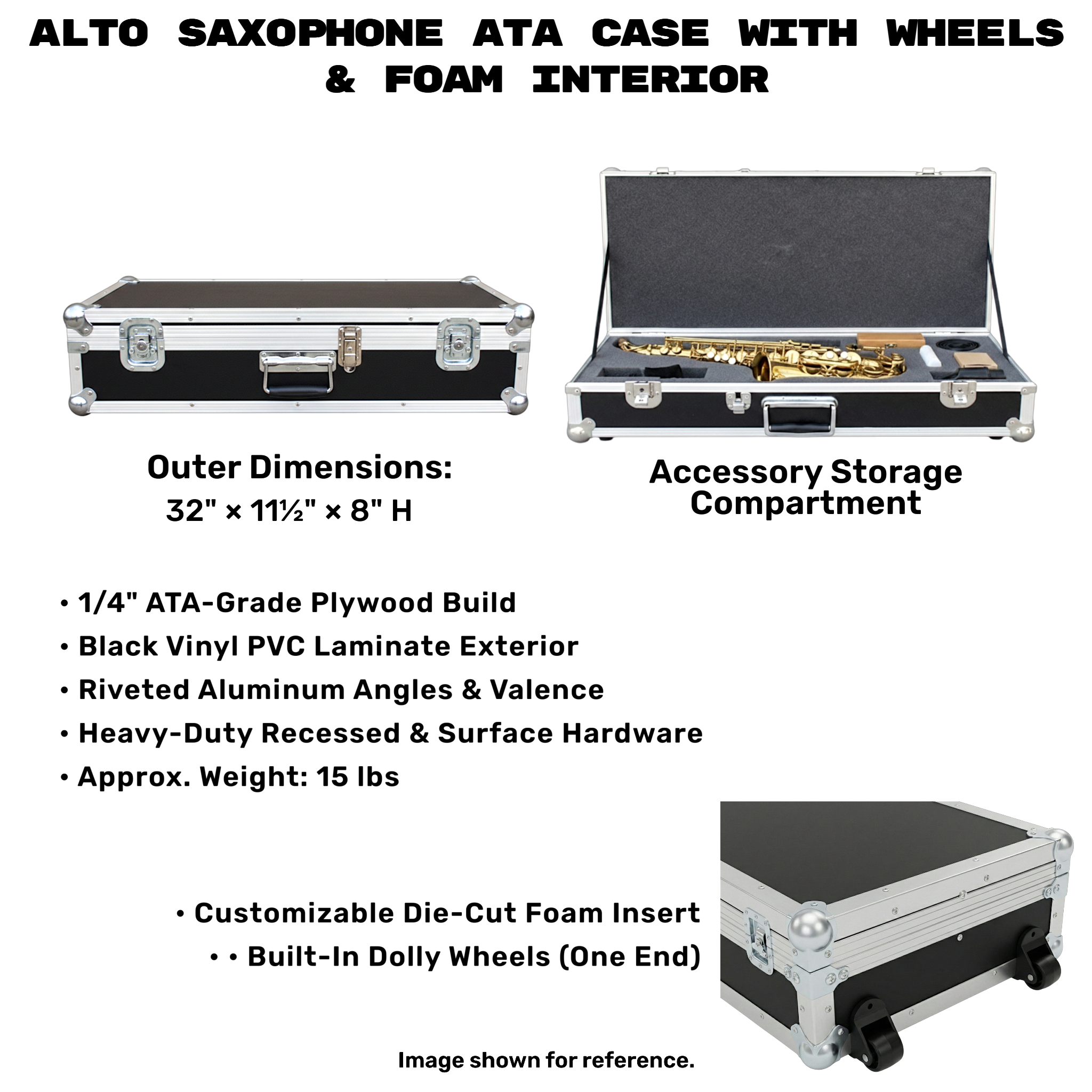 Alto Saxophone ATA Road Case with Wheels & Foam Interior