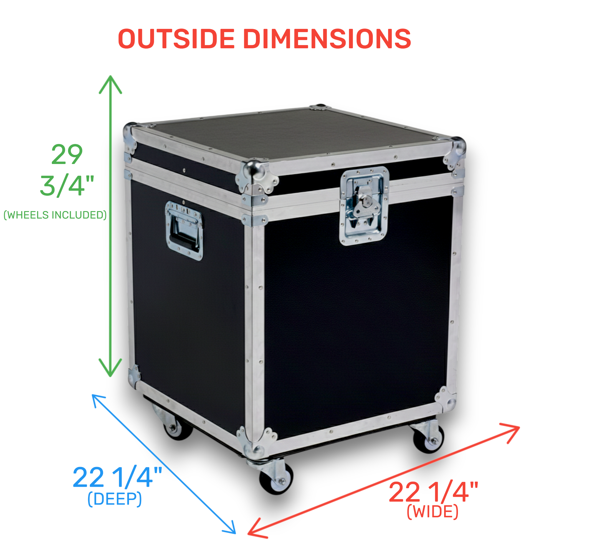 22" x 22" Cable Cube ATA Trunk 25" High with Wheels