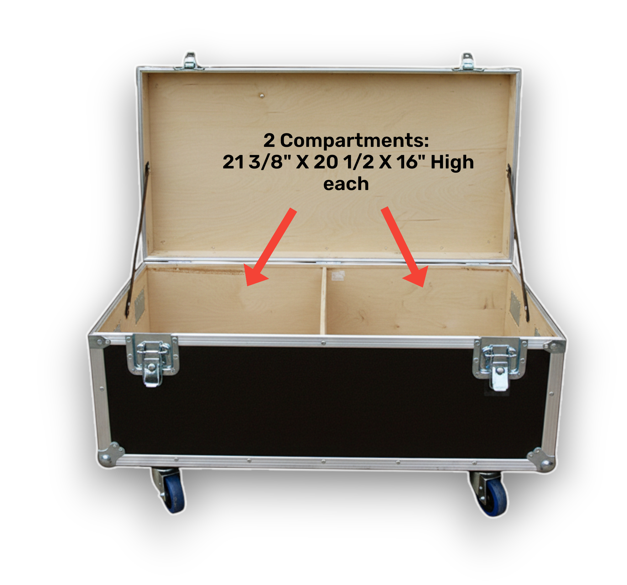 44" x 22" ATA Cable Trunk with 2 Compartments and Wheels
