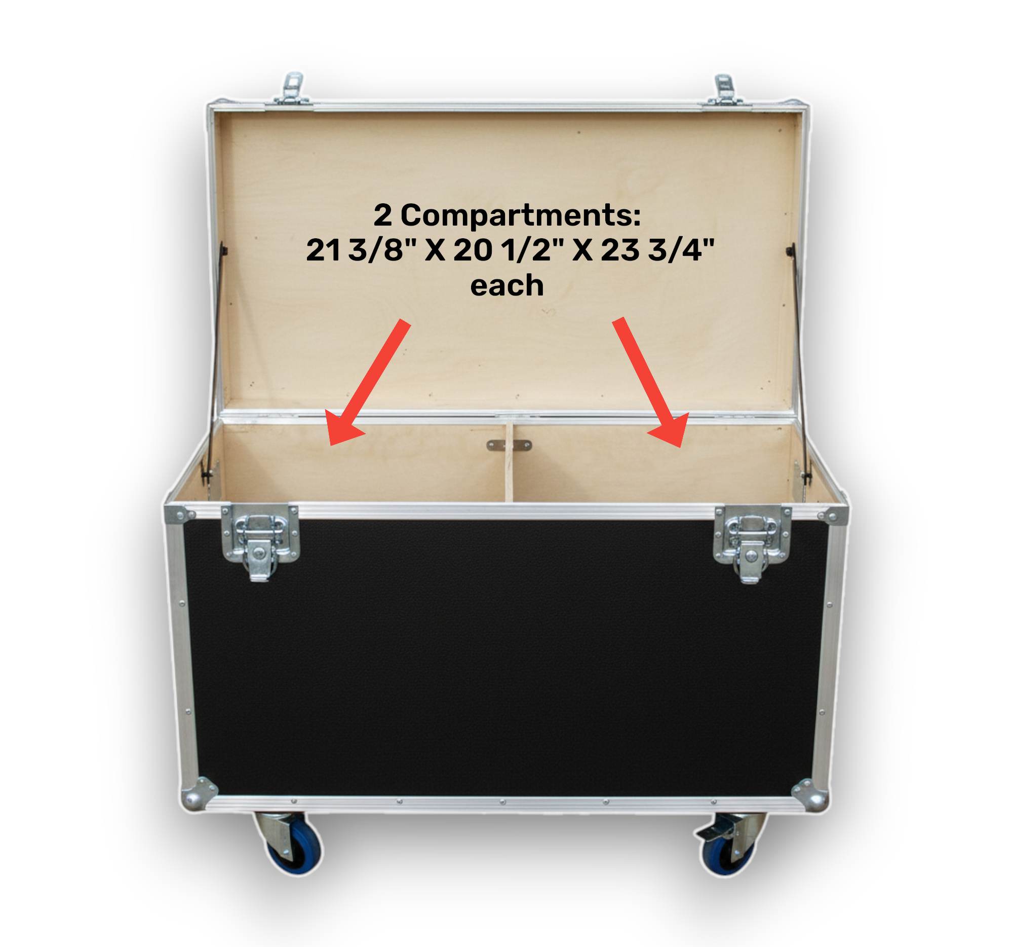 44" x 22" Extra-High ATA Cable Trunk with Wheels and 2 Compartments