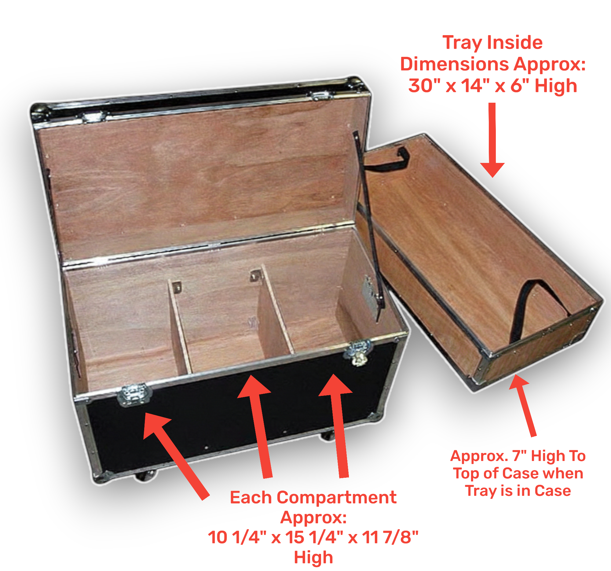 Medium Duty 1/4" ATA Supply Trunk with 2 Dividers, Top Tray & Wheels