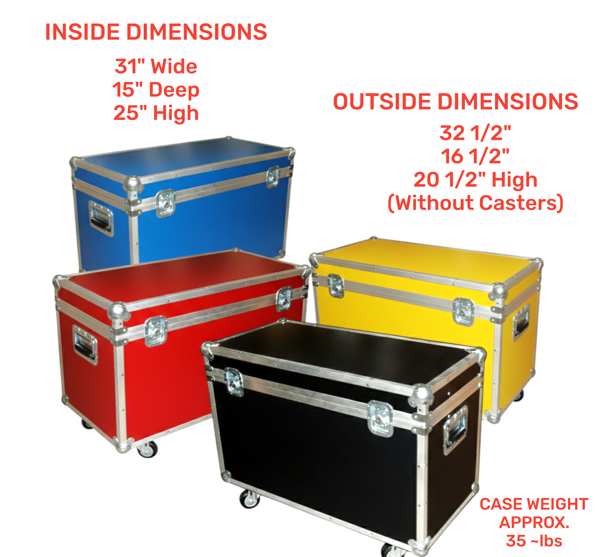 Medium Duty 1/4" ATA Supply Trunk with Wheels – 12 Colors