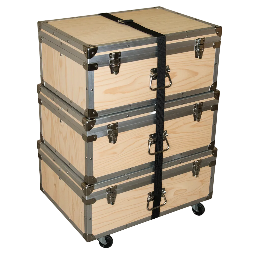 1/4" ATA Triple Accessory Case Rolling Stack – Multi-Color
