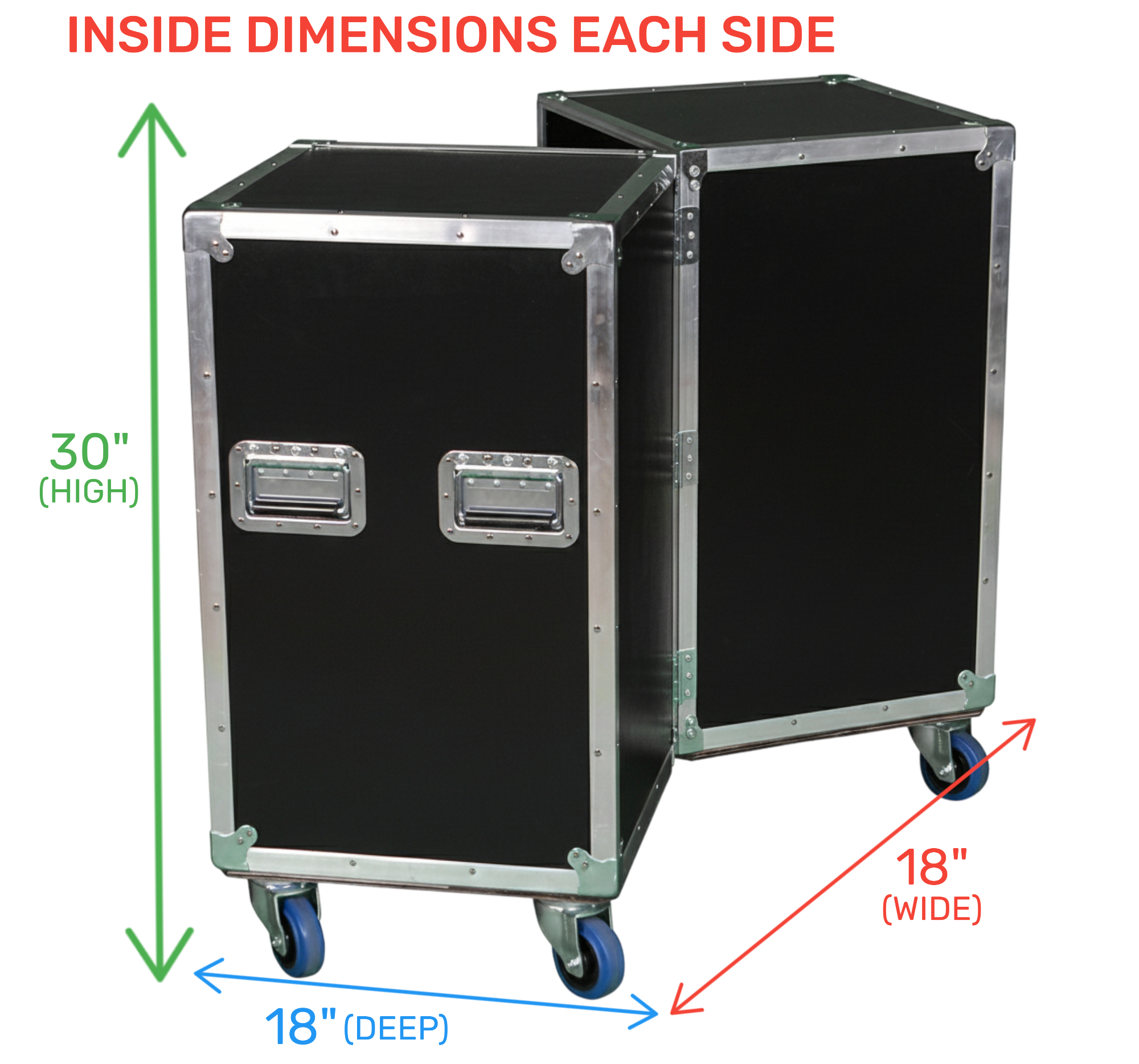 2-Sided 18x18x30 Utility Trunk Case with Adjustable Shelves