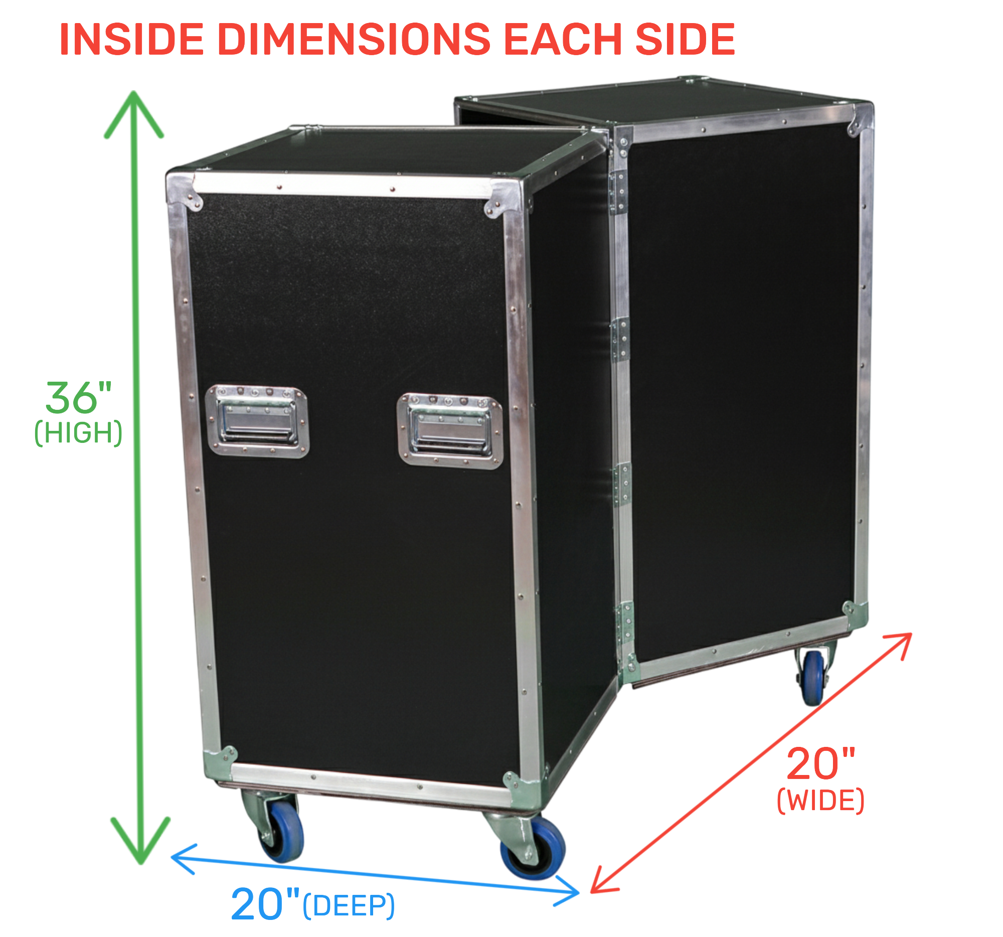 2-Sided 20x20x36 Utility Trunk Case with Adjustable Shelves