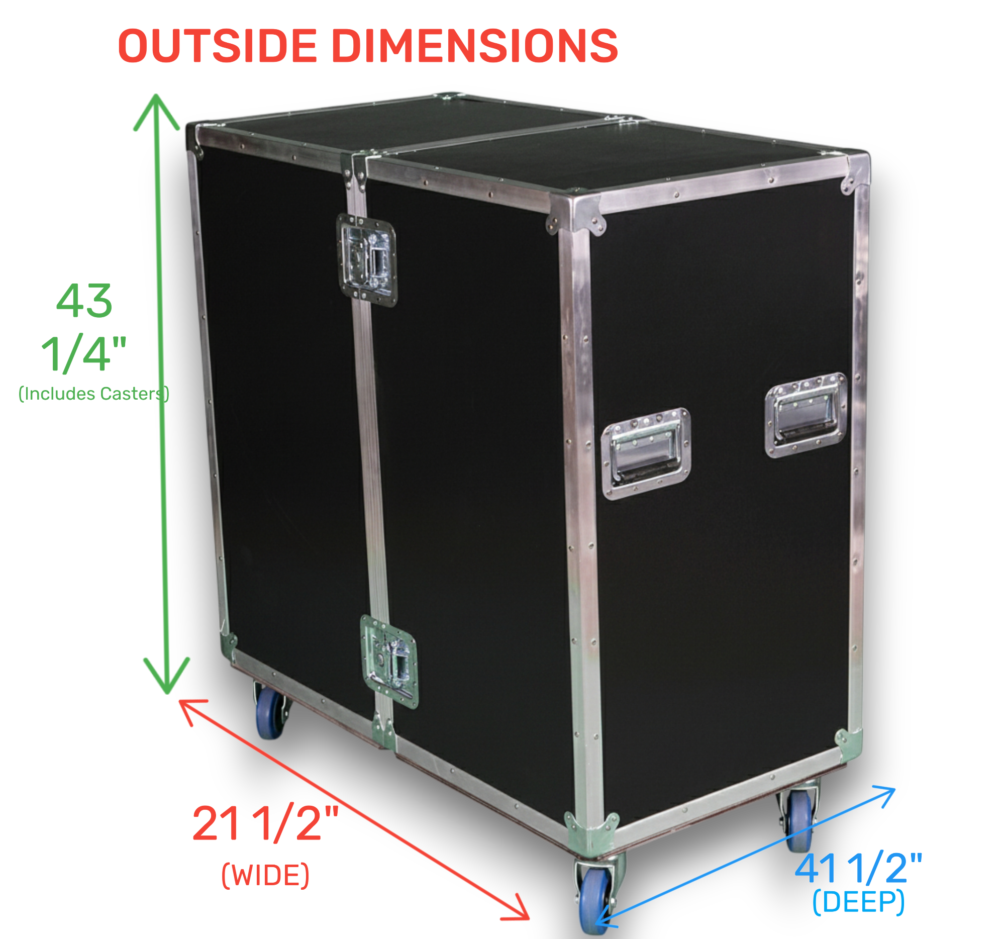 2-Sided 20x20x36 Utility Trunk Case with Adjustable Shelves