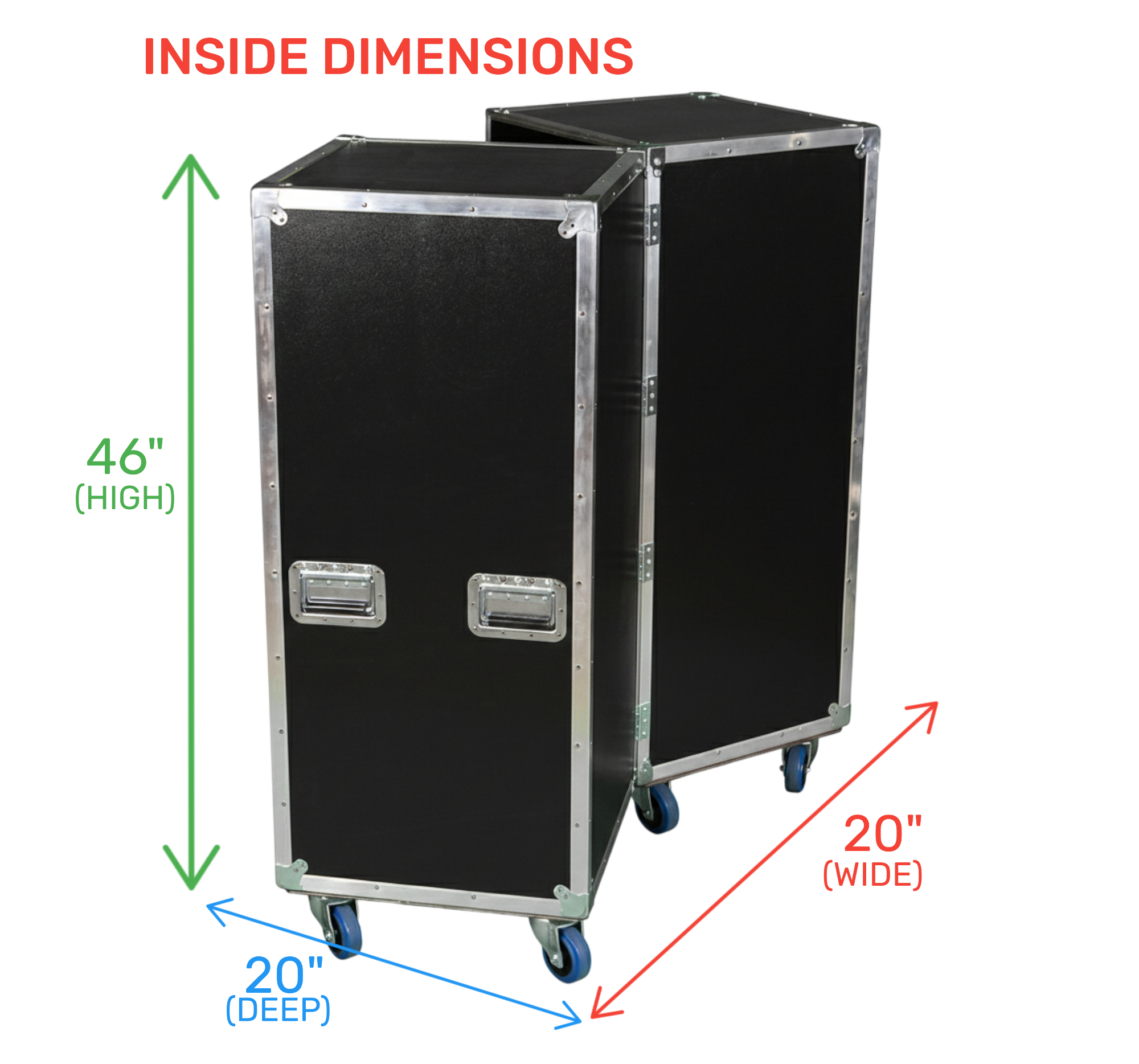 2-Sided 20x20x46 Utility Trunk Case with Adjustable Shelves
