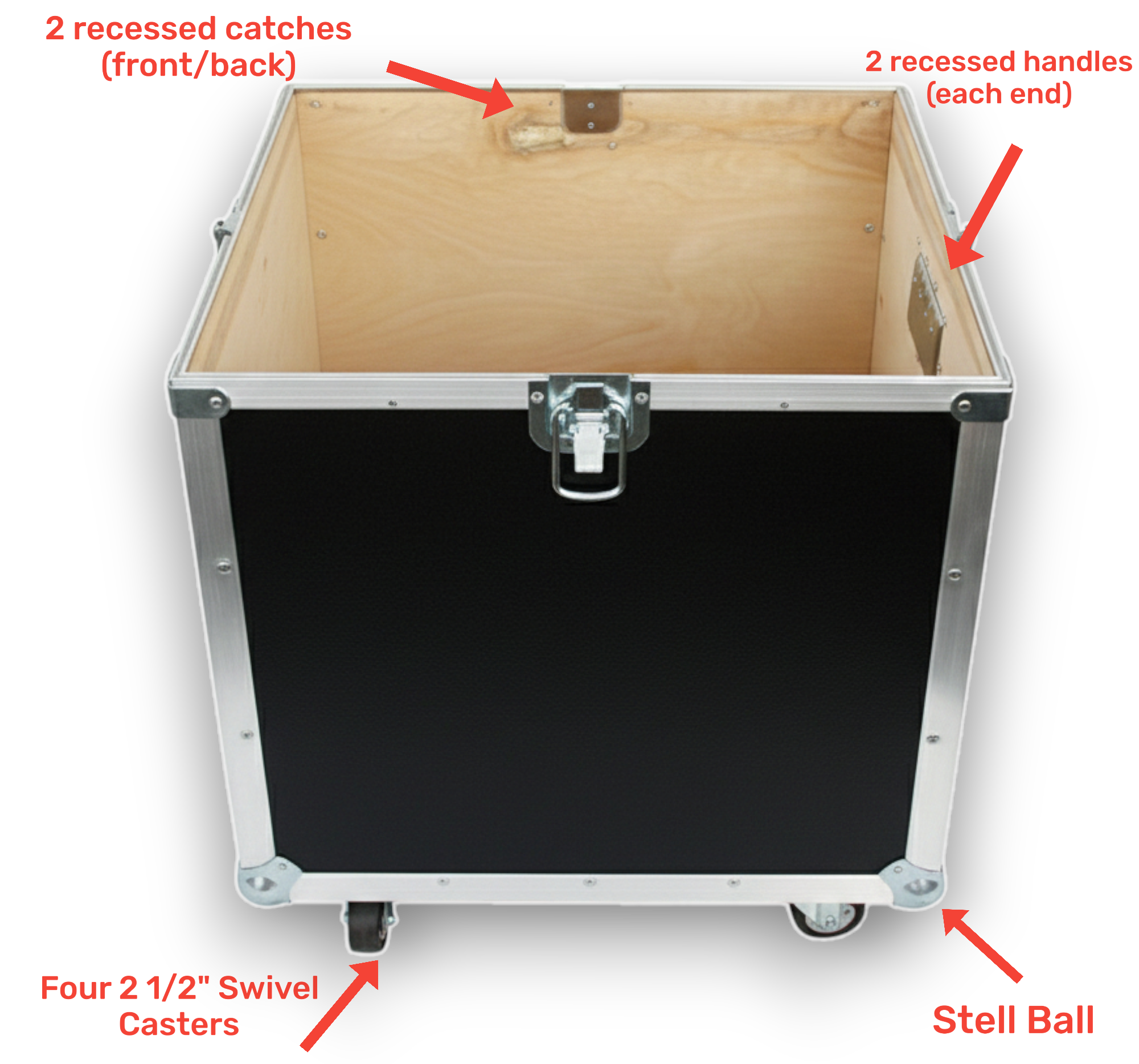 Stackable 21x21x21 ATA Utility Trunk Case with Wheels