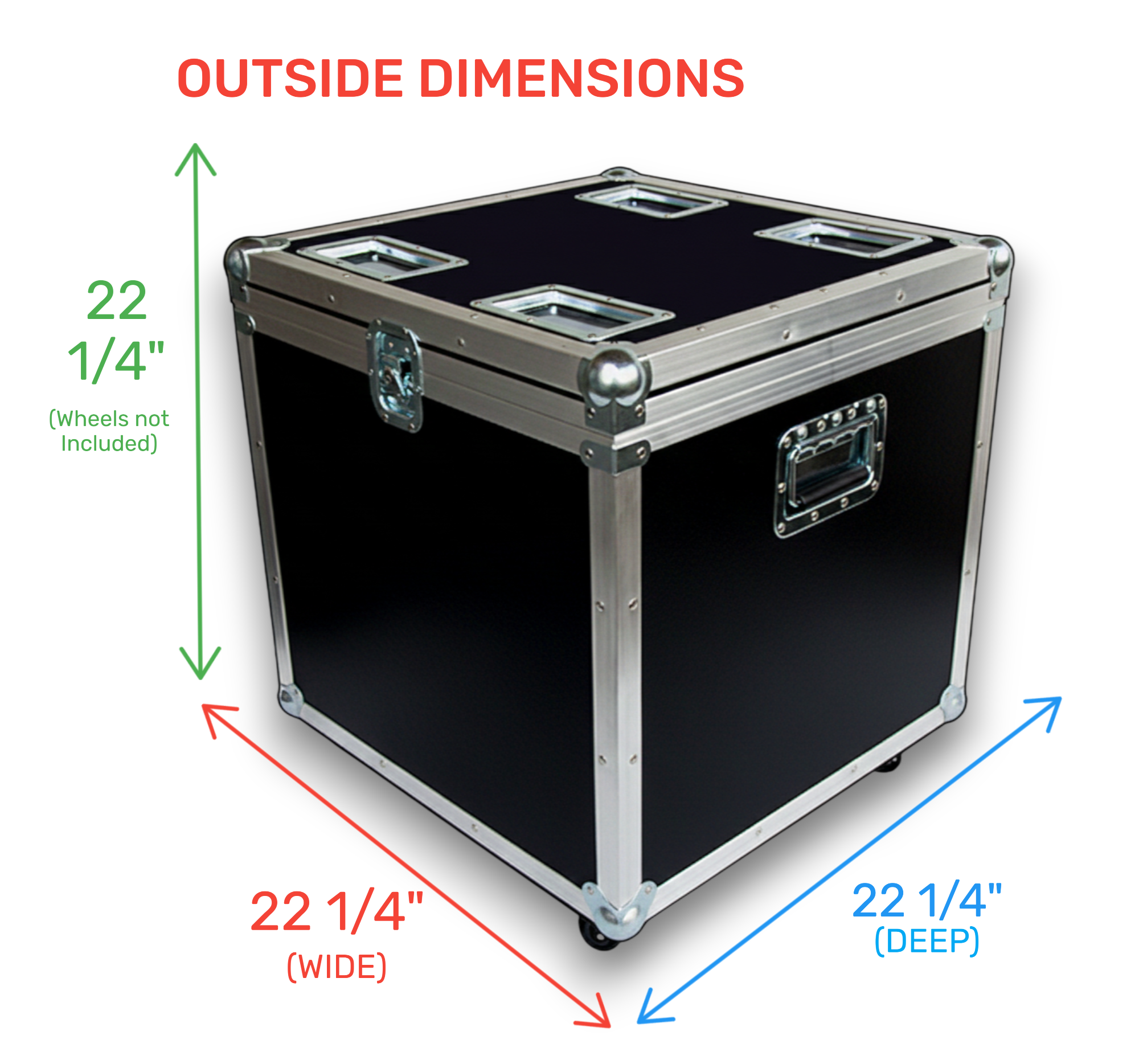 Stackable 21x21x21 ATA Utility Trunk Case with Wheels