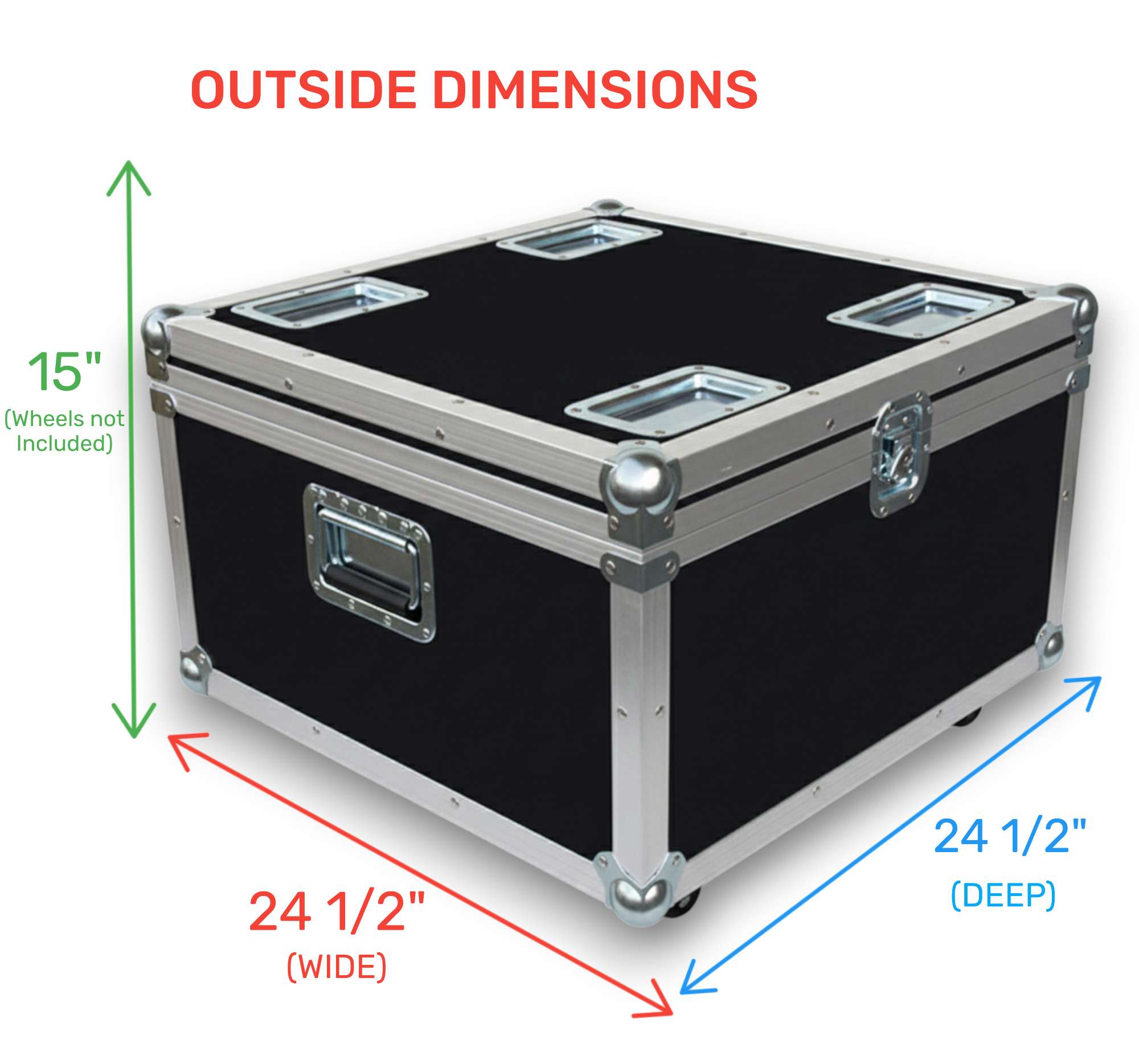 Stackable 23x23x13 ATA Utility Trunk Case with Wheels