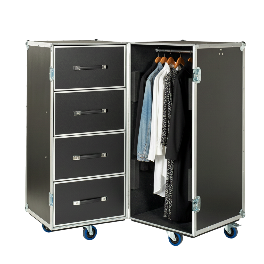 Heavy Duty ATA Wardrobe Case 3/8" Plywood | Double-Sided 4 Drawers