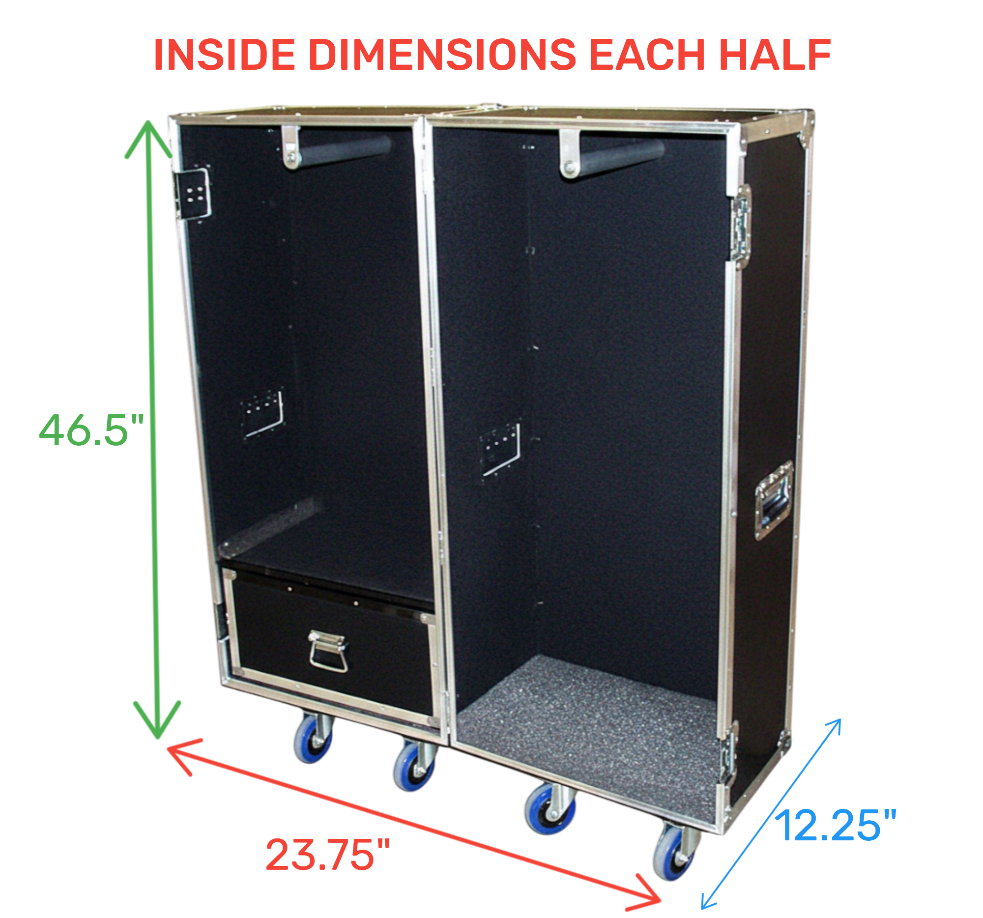 Heavy Duty ATA Wardrobe Case 3/8" Plywood | Double-Sided with Drawer