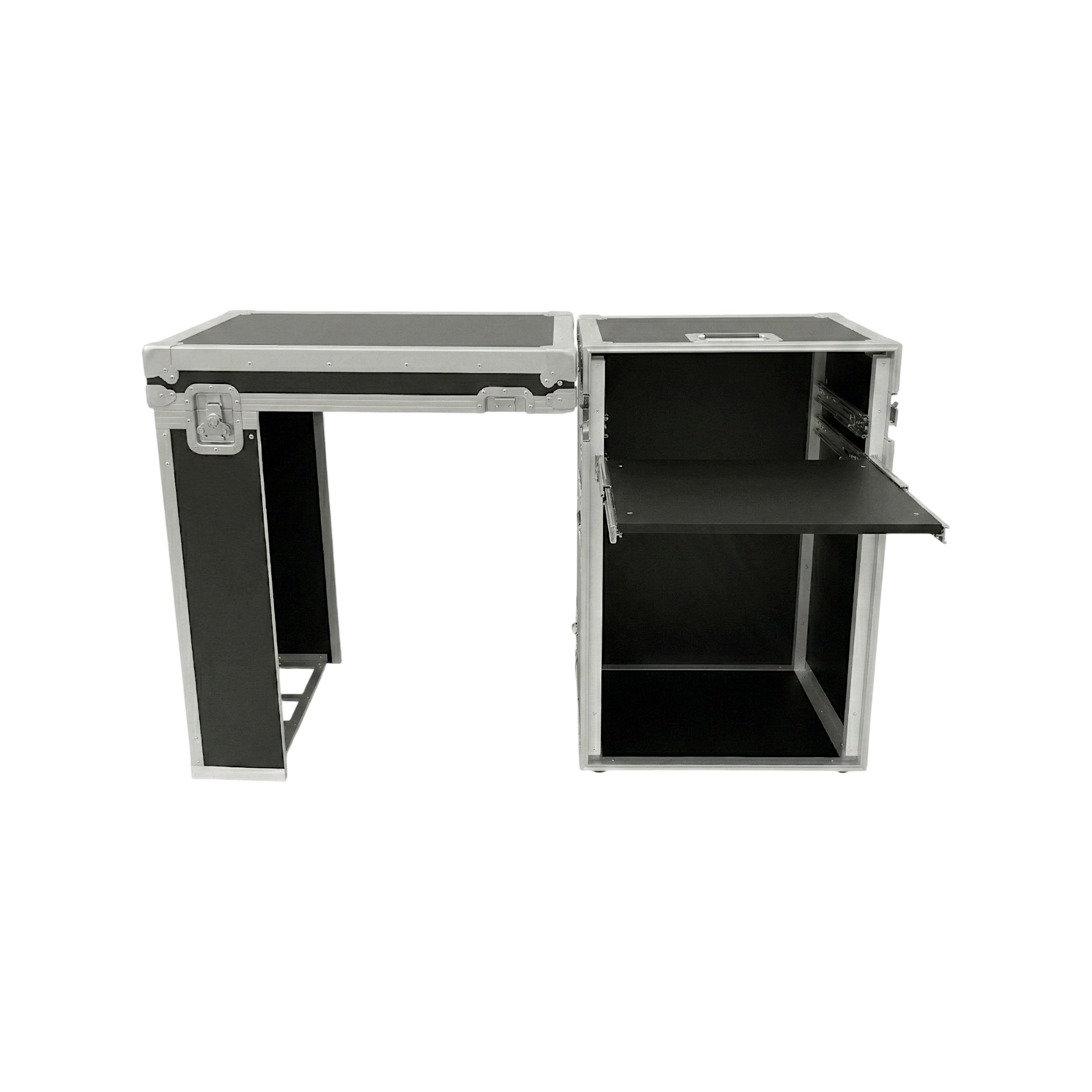 Convertible Rack Desk ATA Case – 16-Space Rack with Shelf