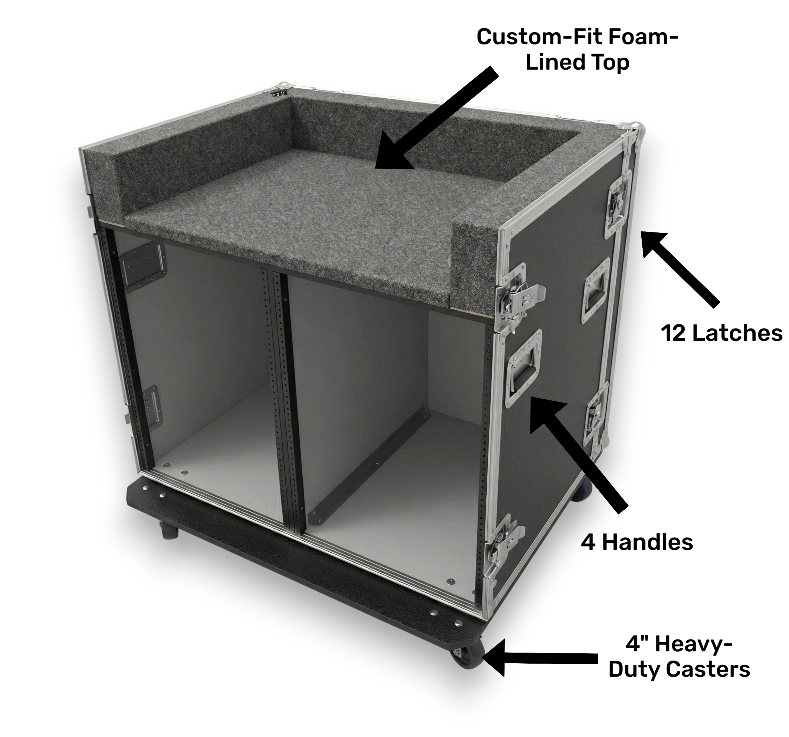 Custom Double Rack Mixer Case with Casters – Fits Most Mixers