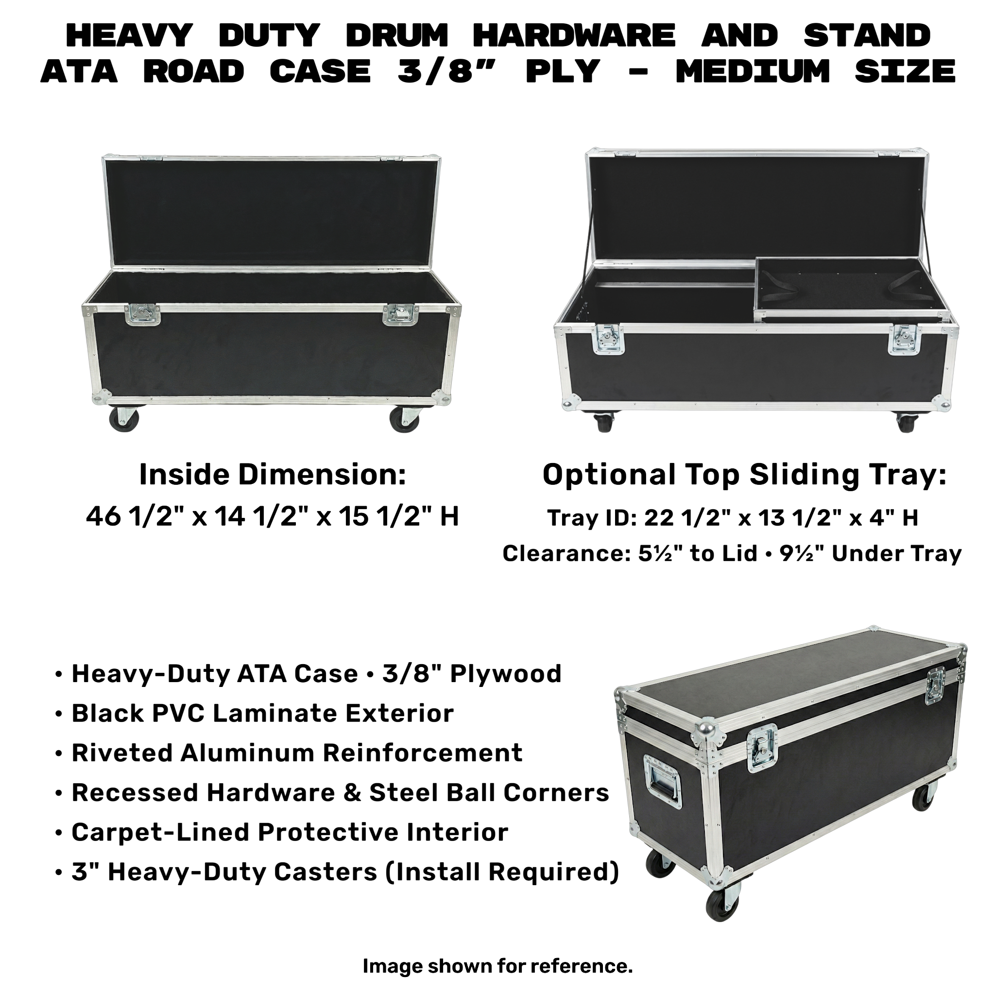 Heavy Duty Drum Hardware and Stand ATA Road Case 3/8" Ply – Medium