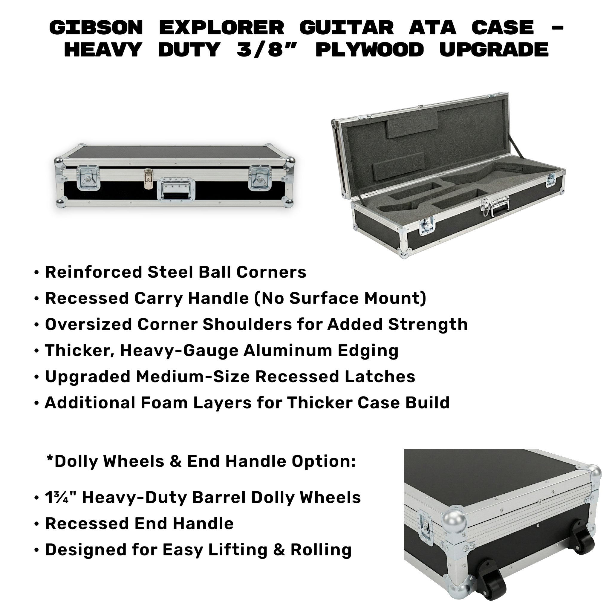 Gibson Explorer Guitar ATA Case – 1/4" Medium or 3/8" Heavy Duty