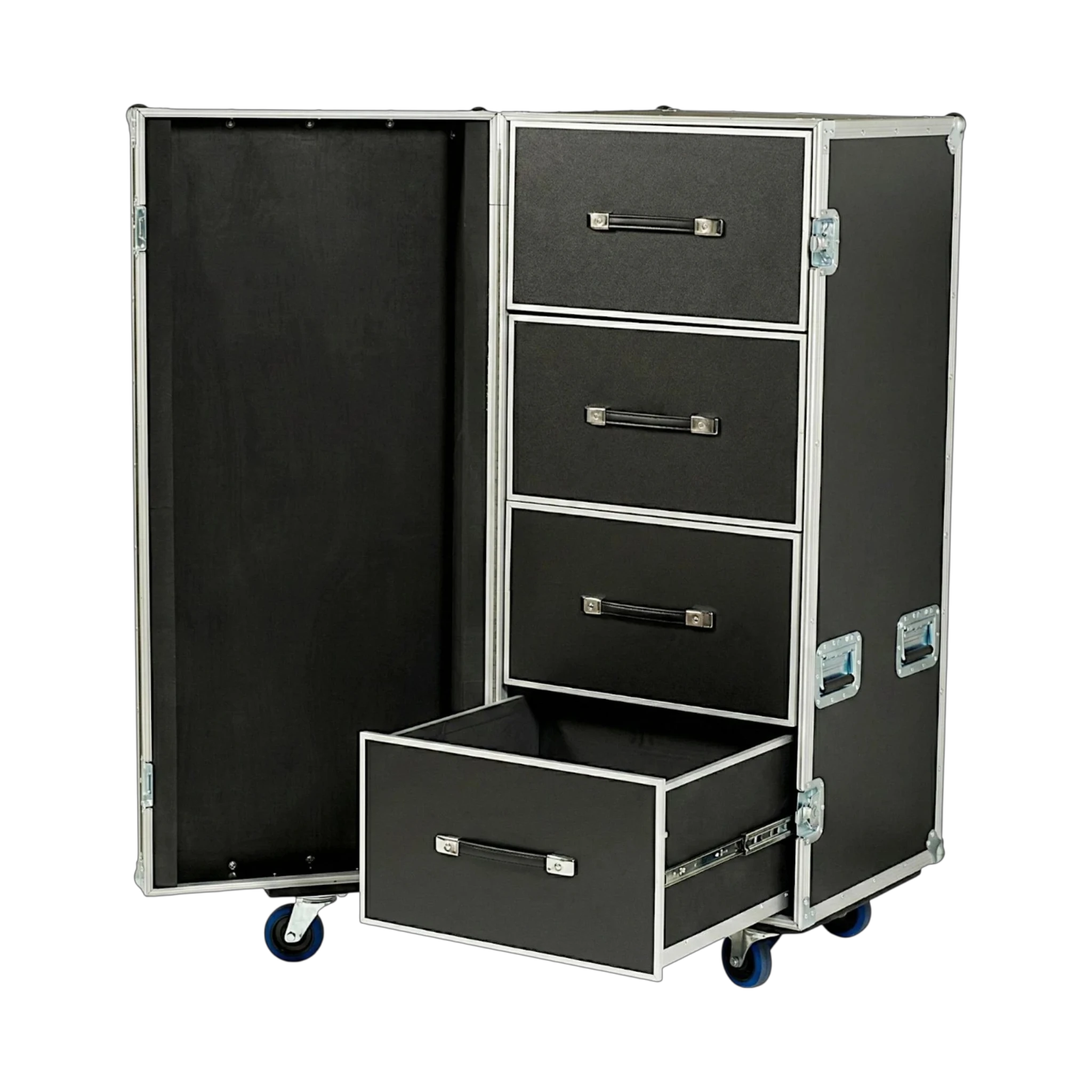 Large 4 Drawer ATA Work Case 3/8" Ply With 4" Casters, drawer storage