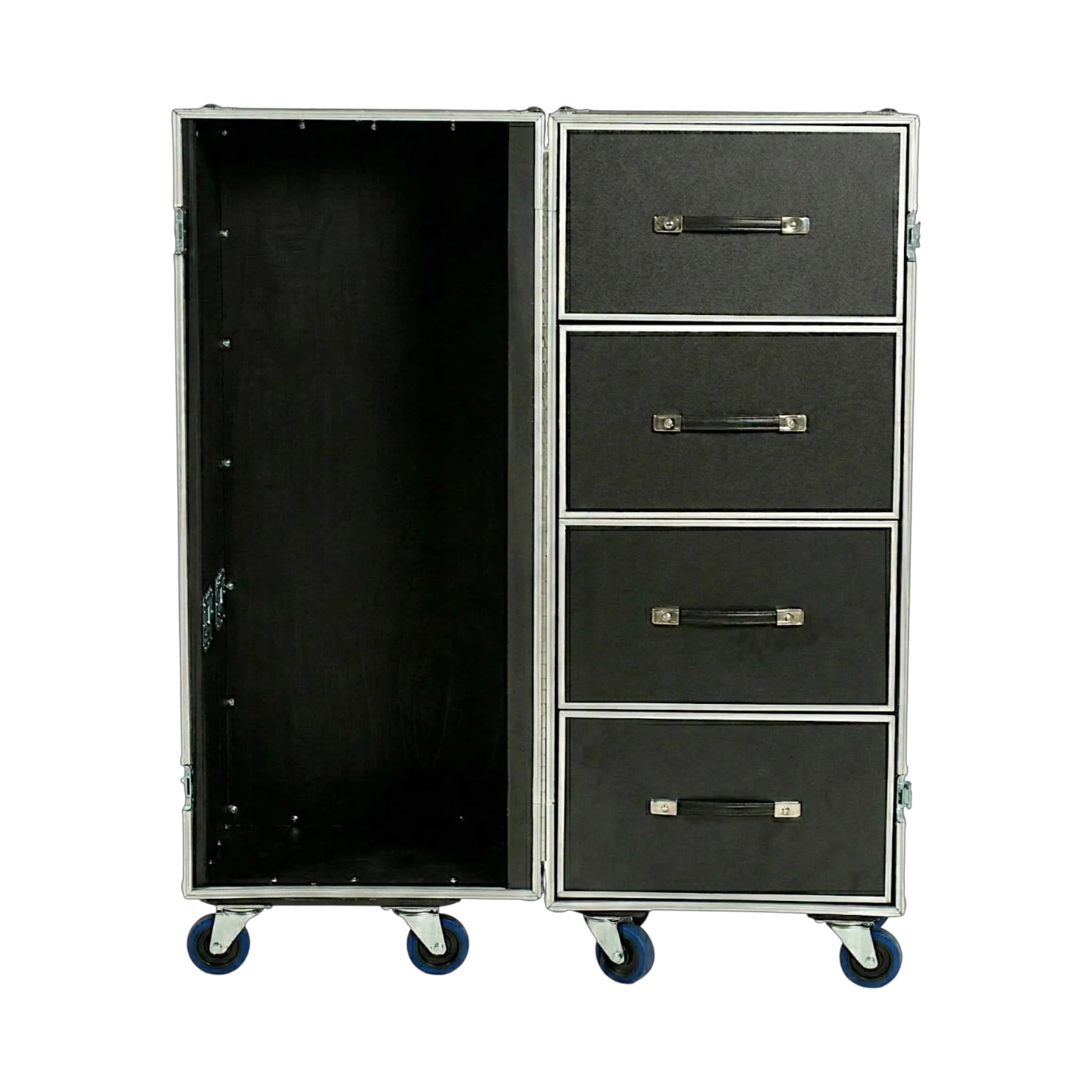 Large 4 Drawer ATA Work Case 3/8" Ply With 4" Casters, open view