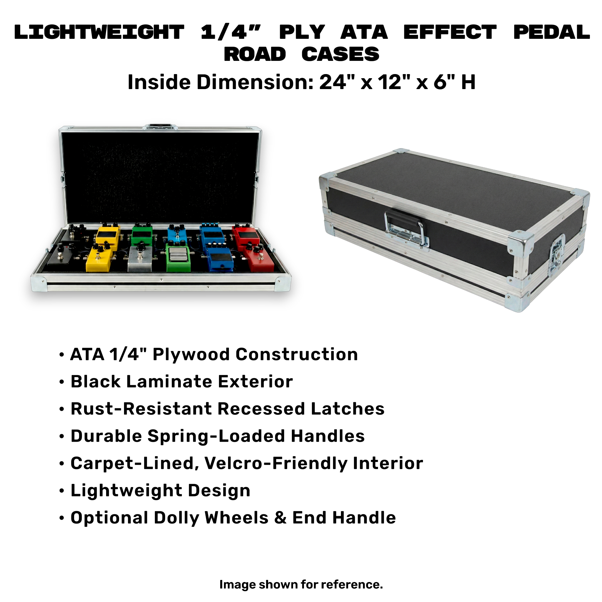 Lightweight 1/4" Ply ATA Effect Pedal Road Cases – 24"/28"/32"