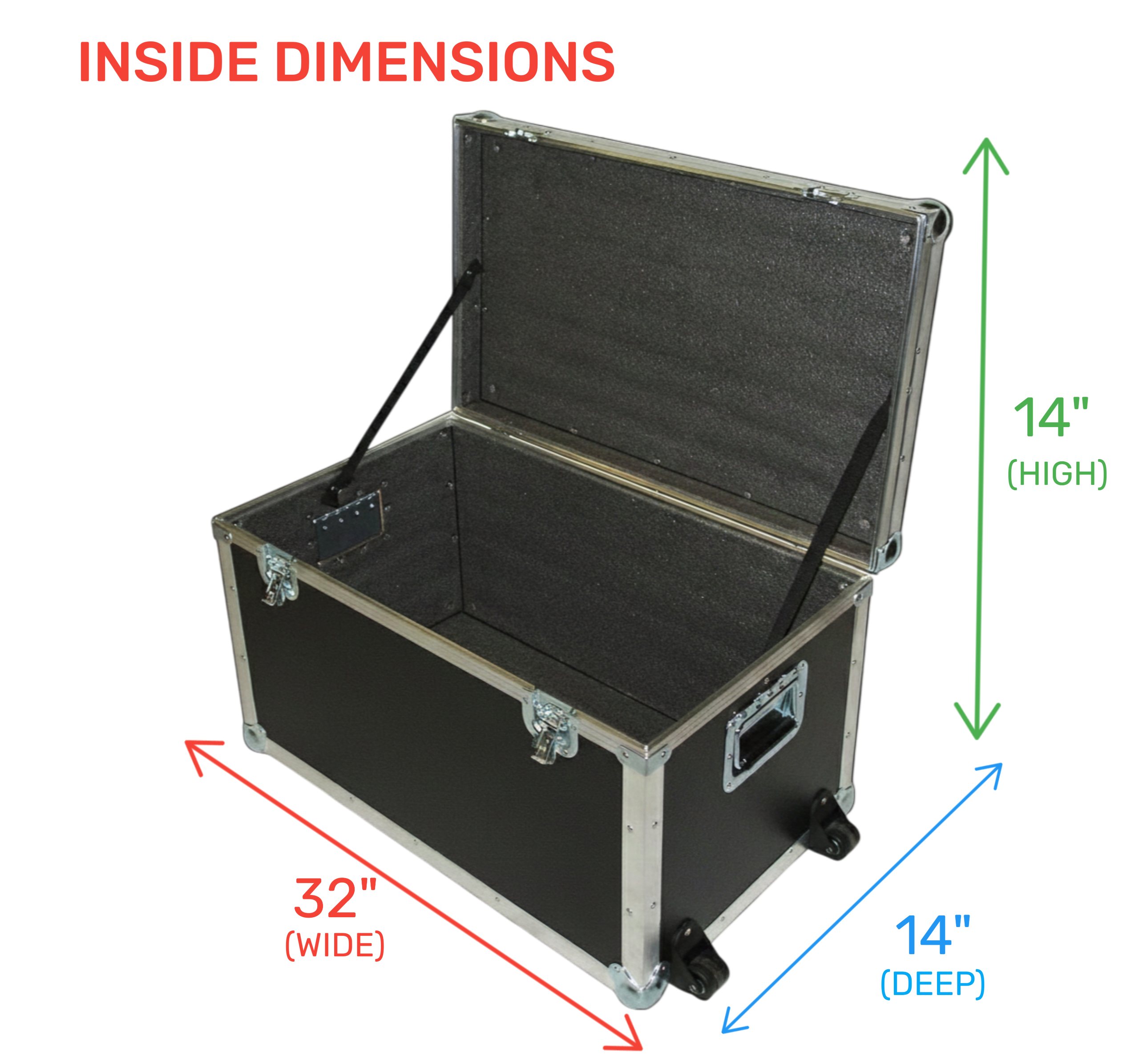 Medium Duty ATA Utility & Supply Trunk Cases w/ Dolly Wheels – 6 Sizes