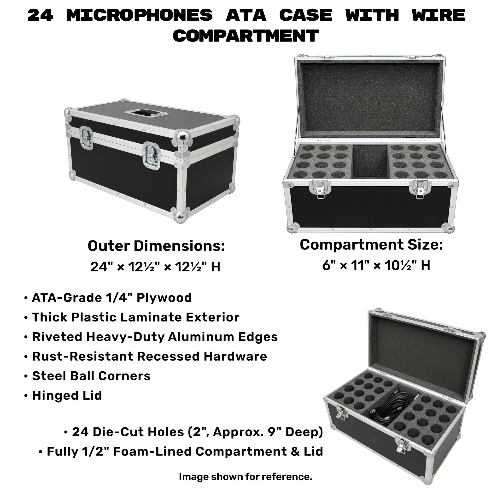 24 Microphones ATA Case with Wire Compartment