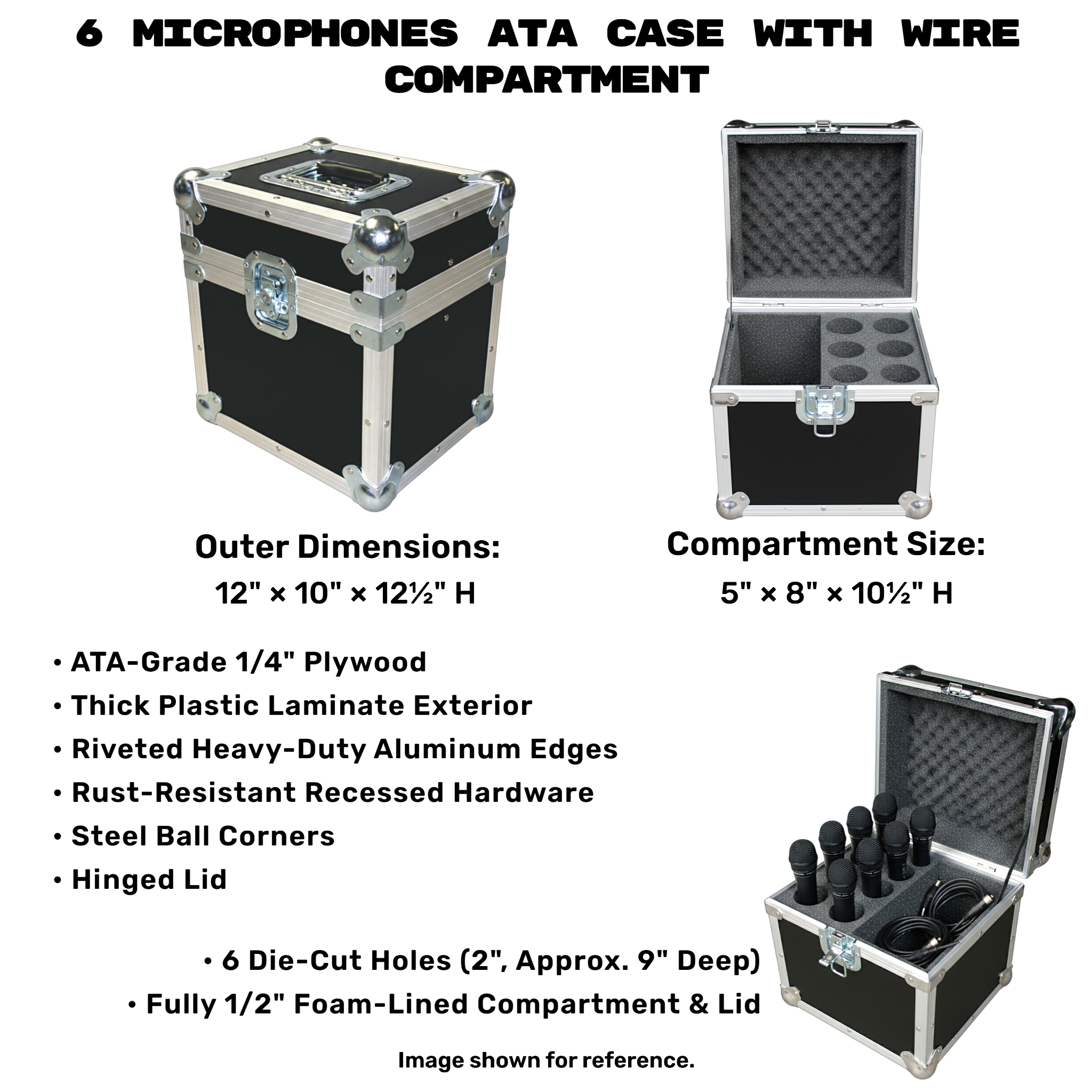 6 Microphones ATA Case with Wire Compartment