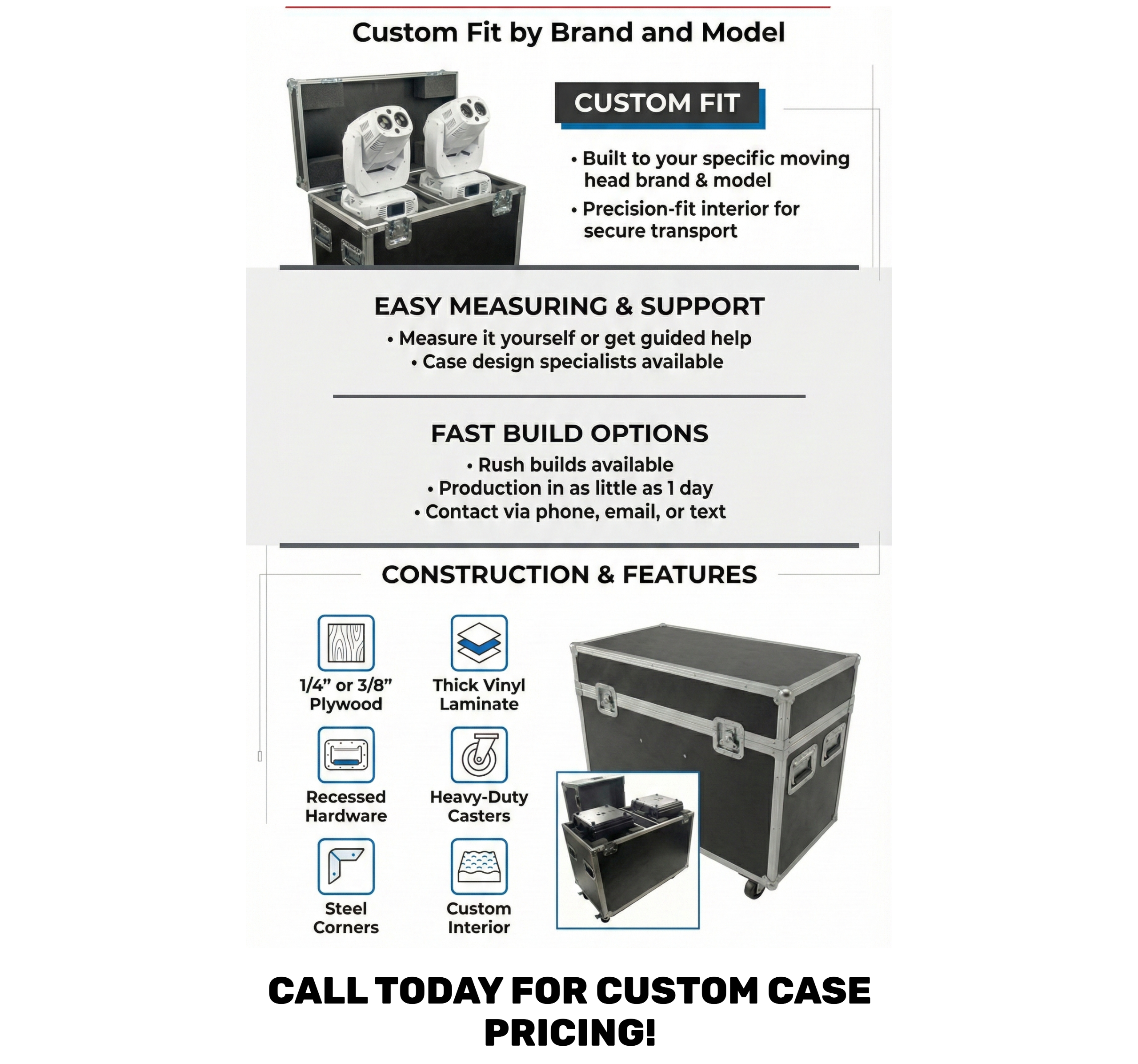 Moving Head 2 in 1 Hanging ATA Case – Custom Fit by Brand and Model
