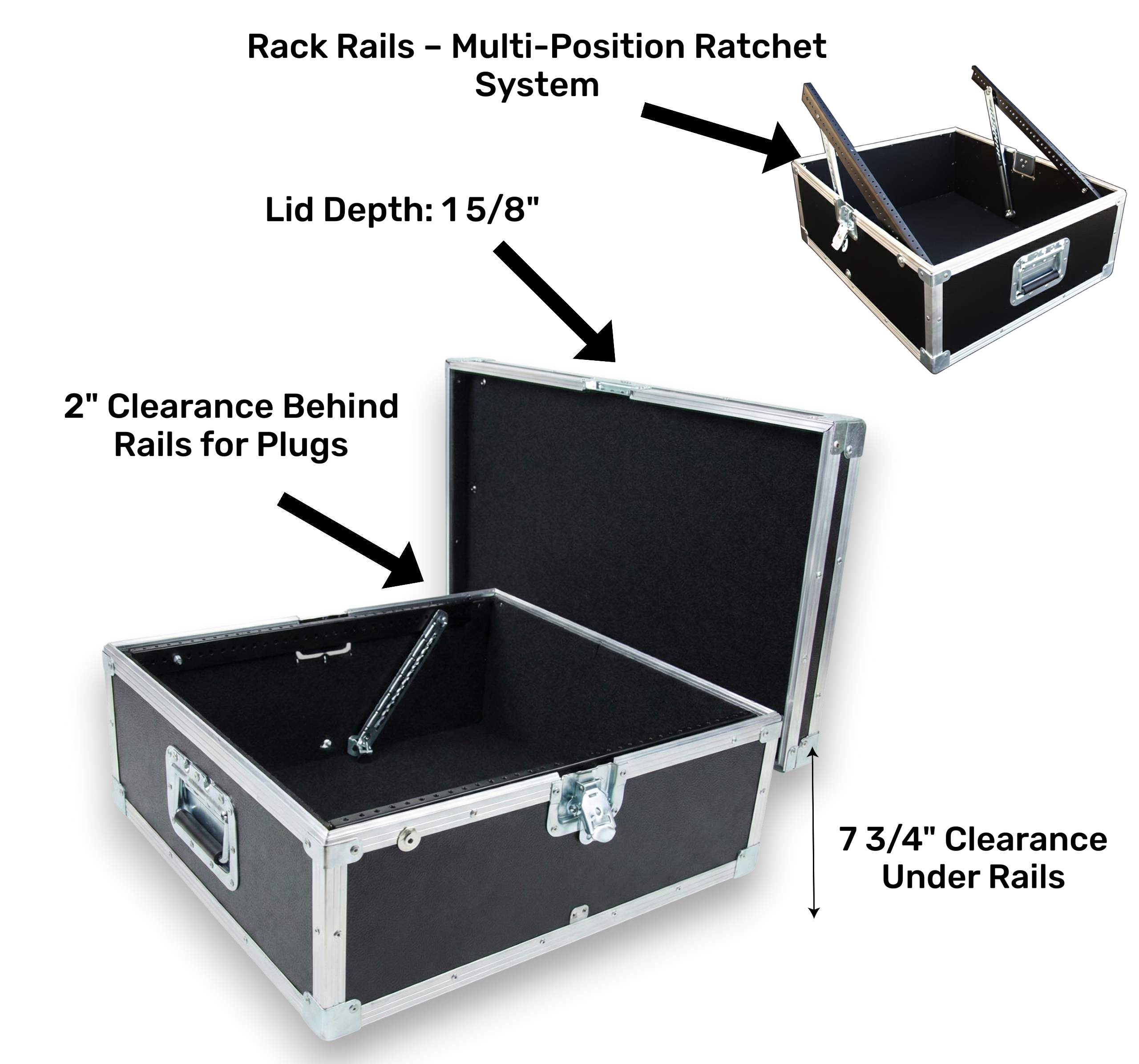 Pop Up Mixer ATA Case – 12 or 14 Space with Adjustable Rails