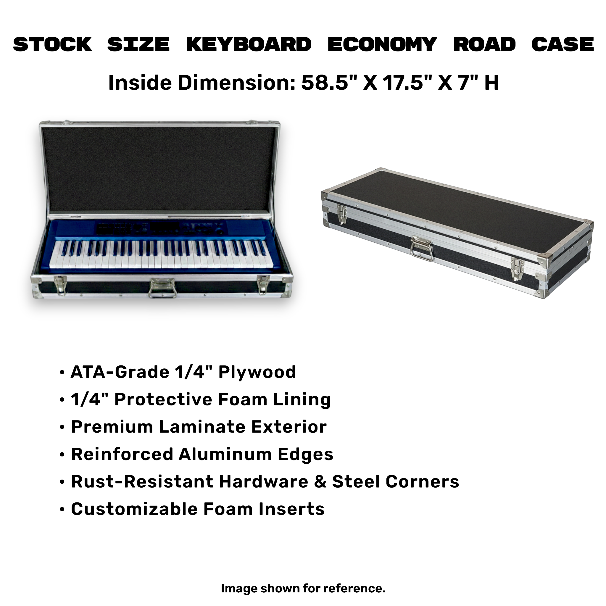 Stock Size Keyboard Economy Road Case – 61/76/88 Keys