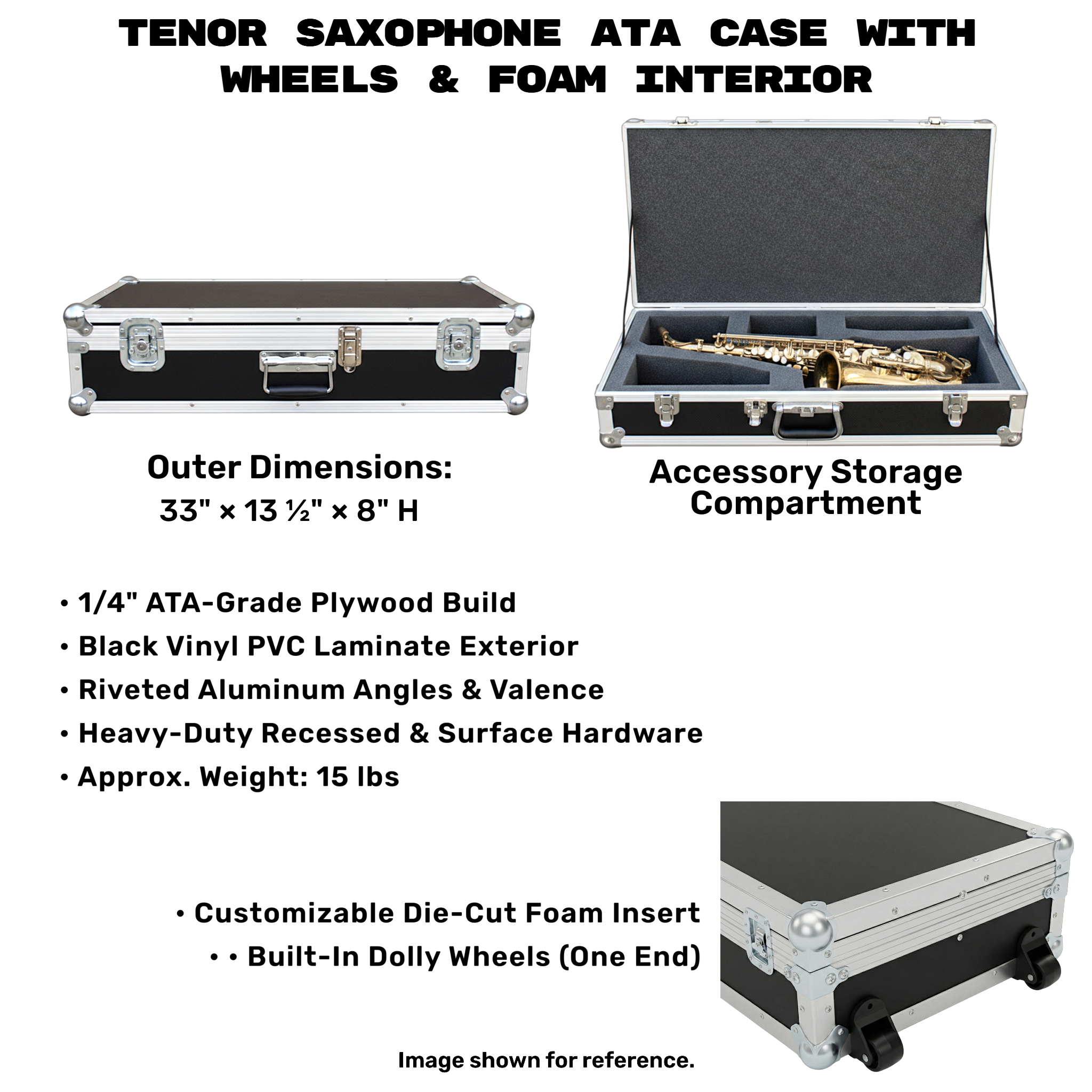 Tenor Saxophone ATA Road Case with Wheels & Foam Interior