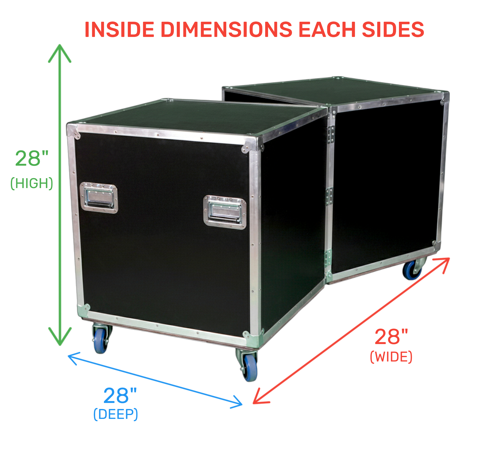 2-Sided 28x28x28 Utility Trunk Case with Adjustable Shelves
